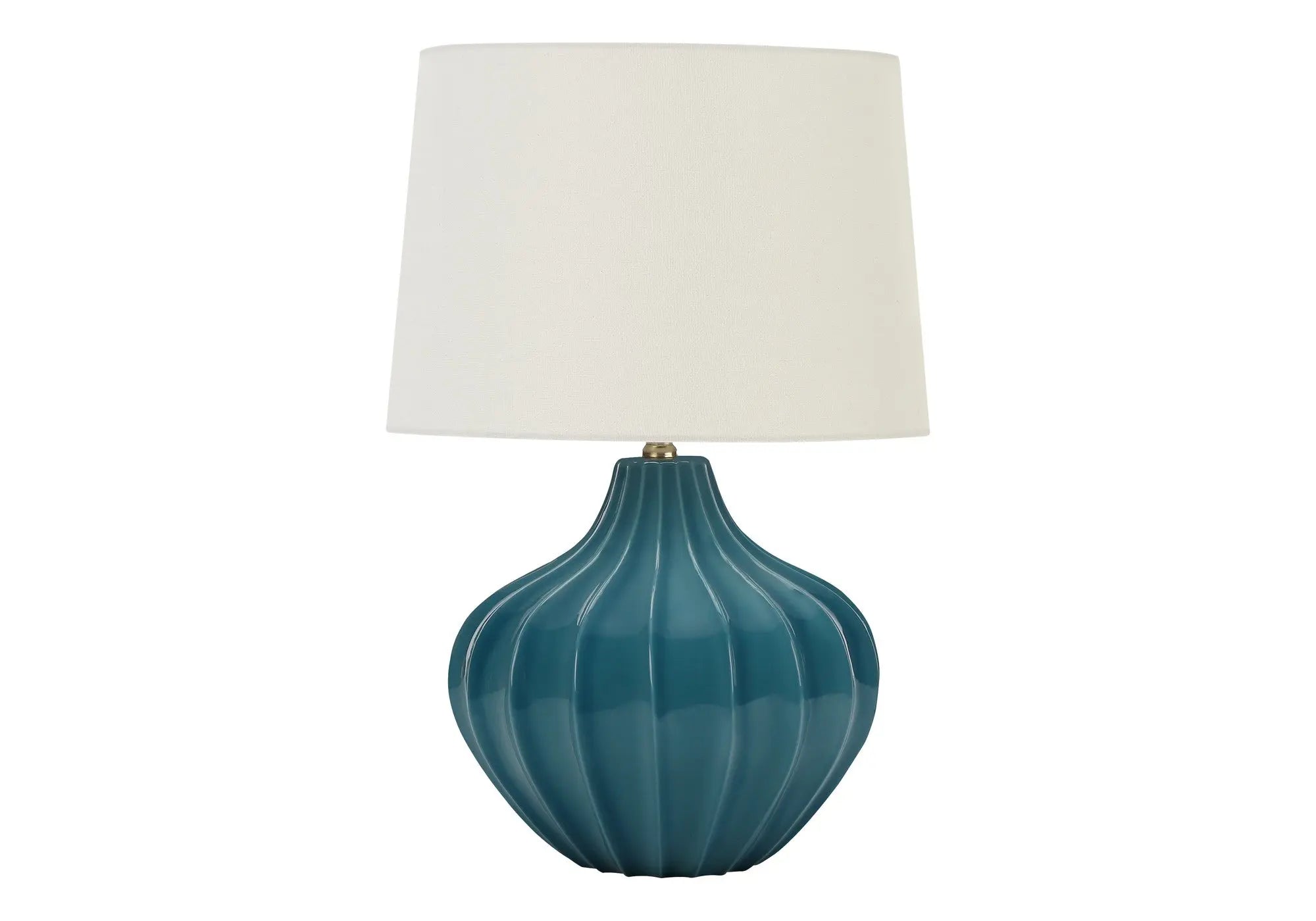 24" Blue Ceramic Gourd Table Lamp With Cream Empire Shade Homeroots Lighting
