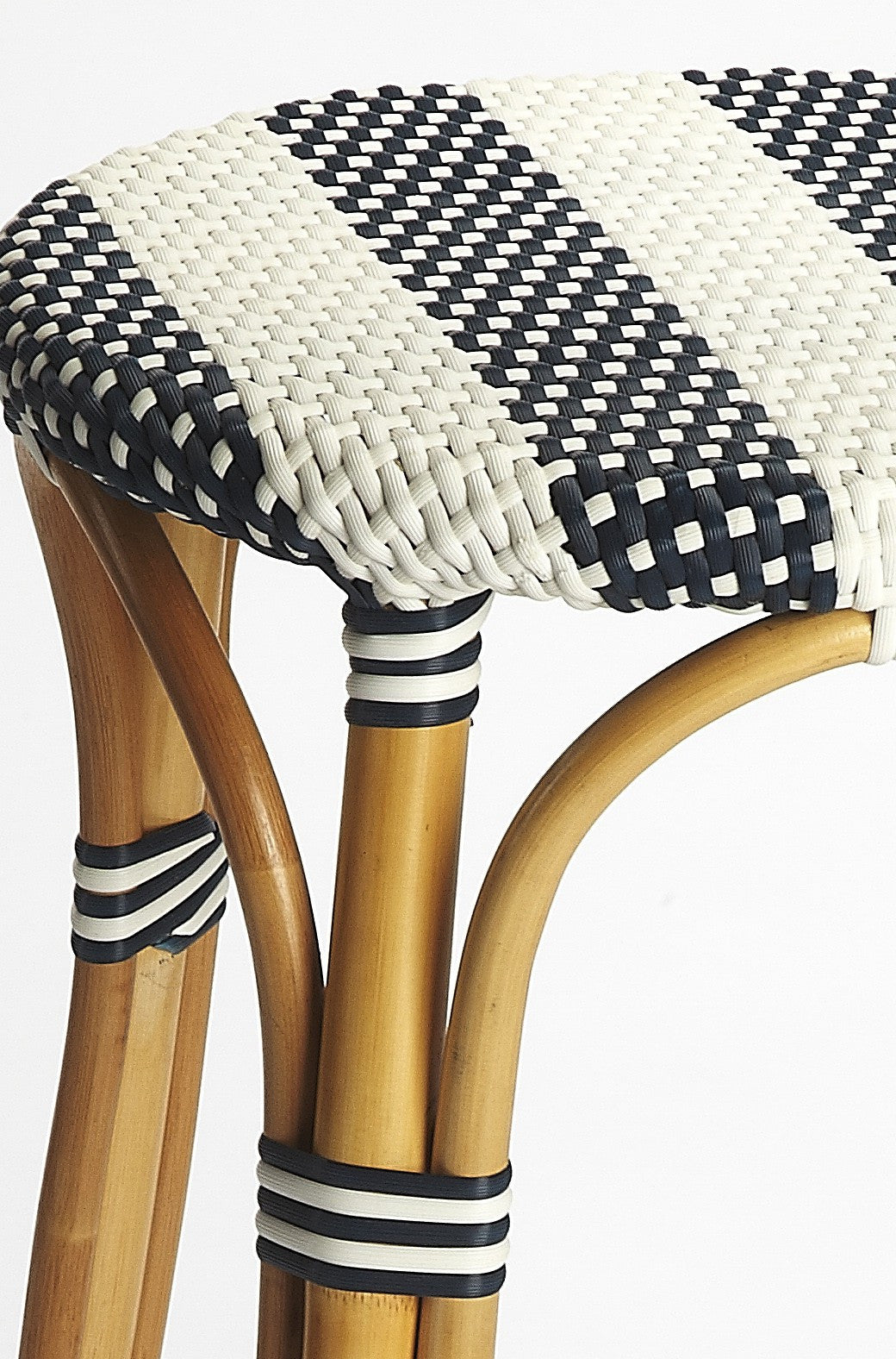 24" Blue White And Natural Rattan Backless Counter Height Bar Chair Homeroots Living Room