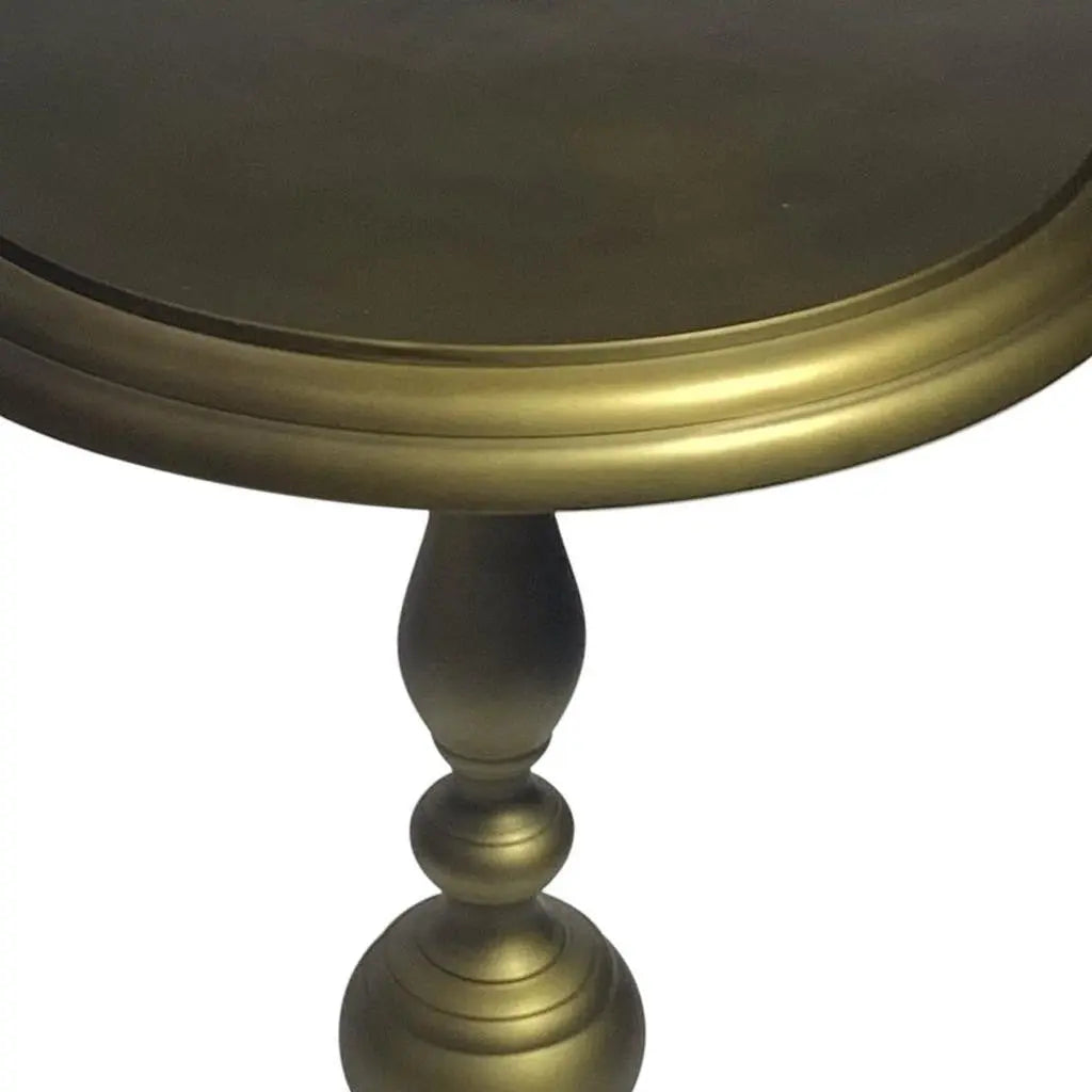 24" Brass Aluminum Round Pedestal End Table Homeroots Living Room