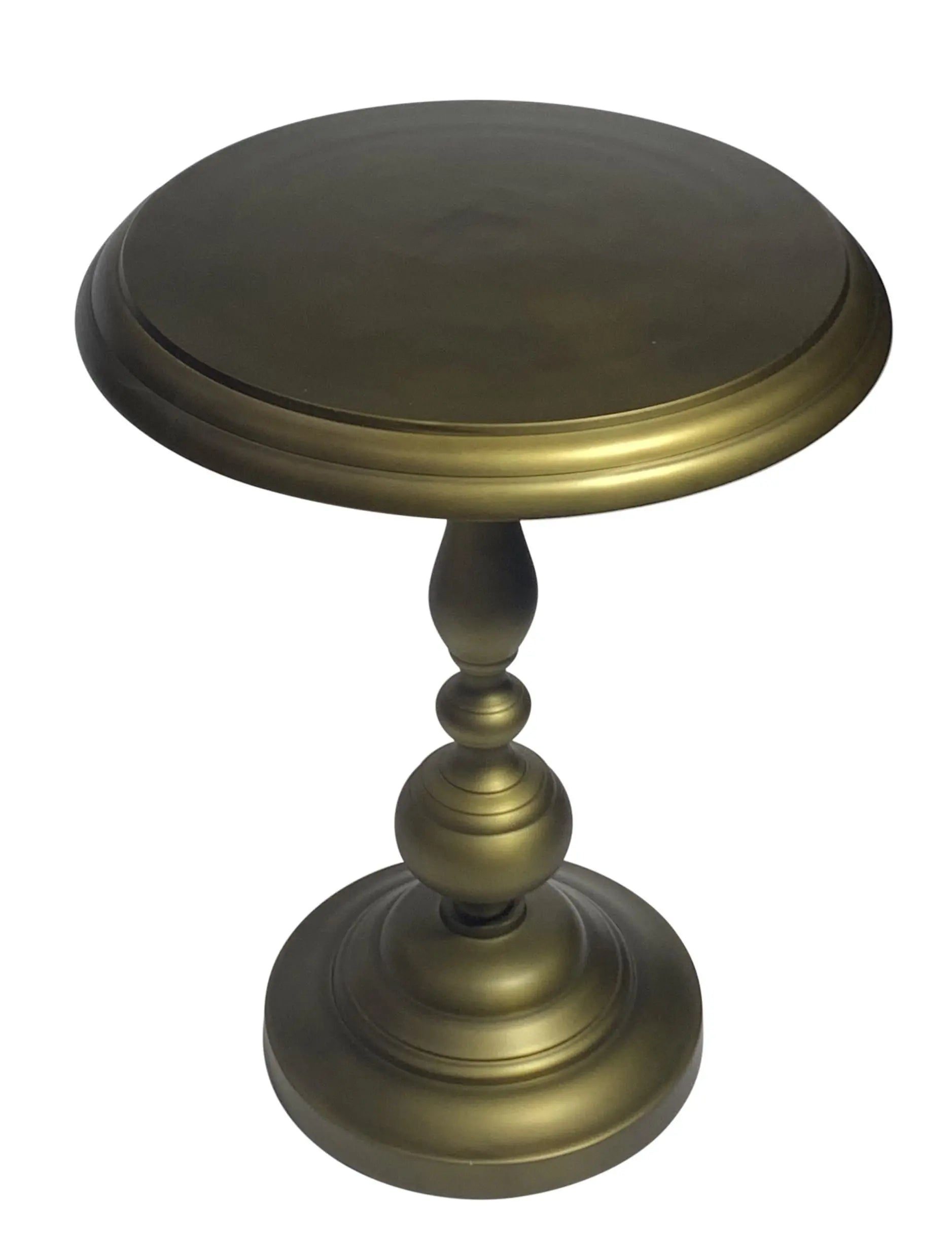 24" Brass Aluminum Round Pedestal End Table Homeroots Living Room