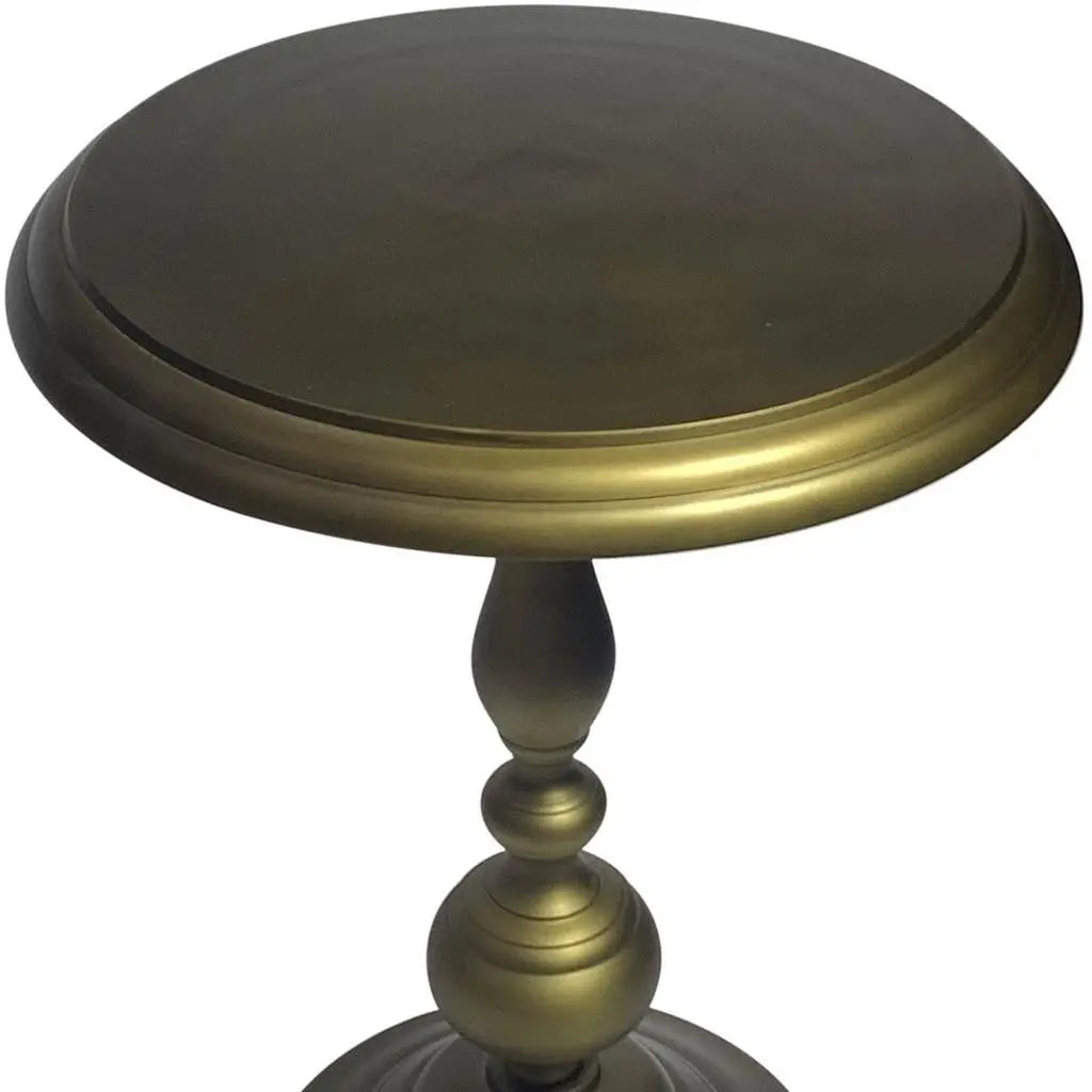 24" Brass Aluminum Round Pedestal End Table Homeroots Living Room