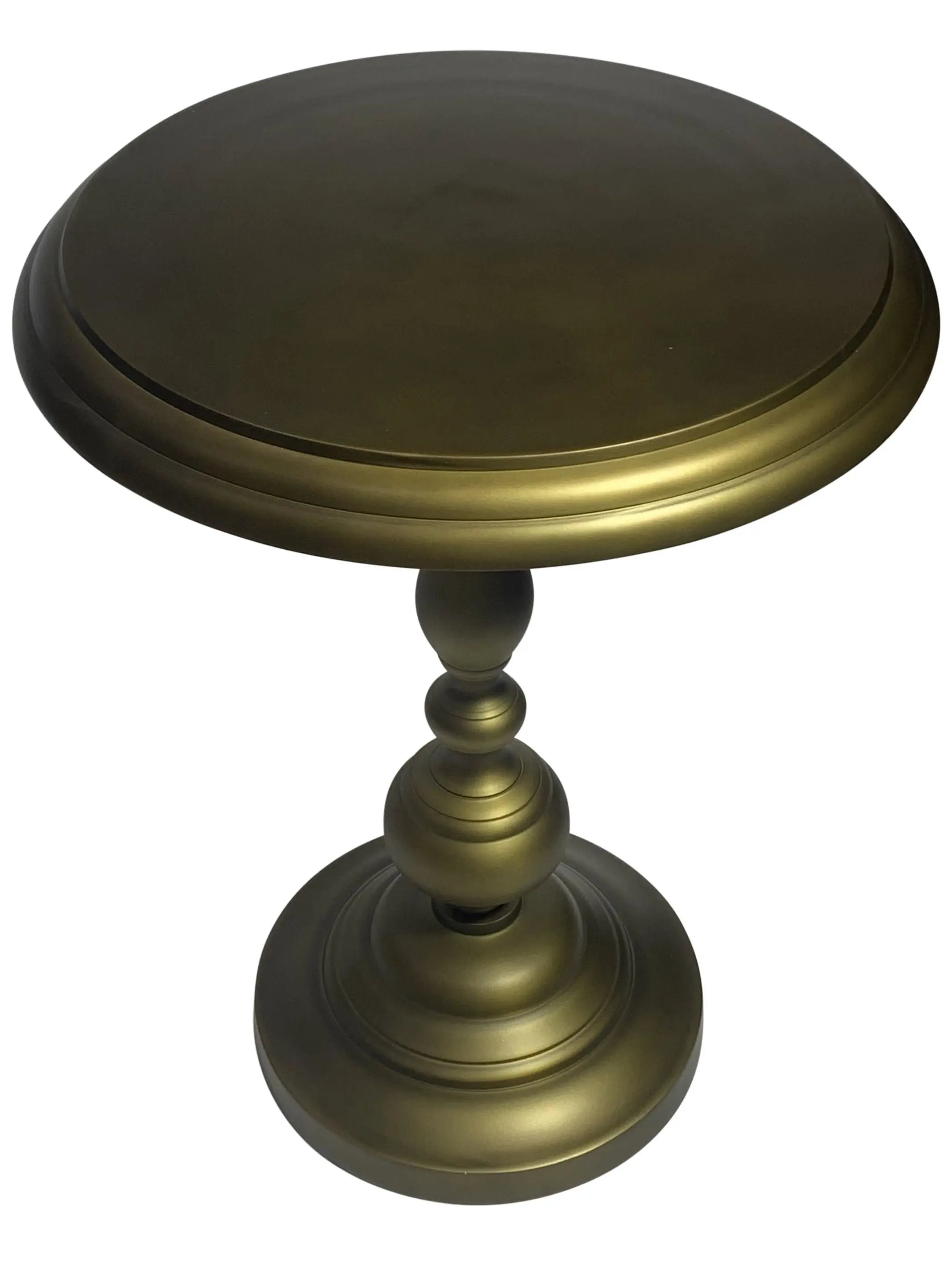 24" Brass Aluminum Round Pedestal End Table Homeroots Living Room