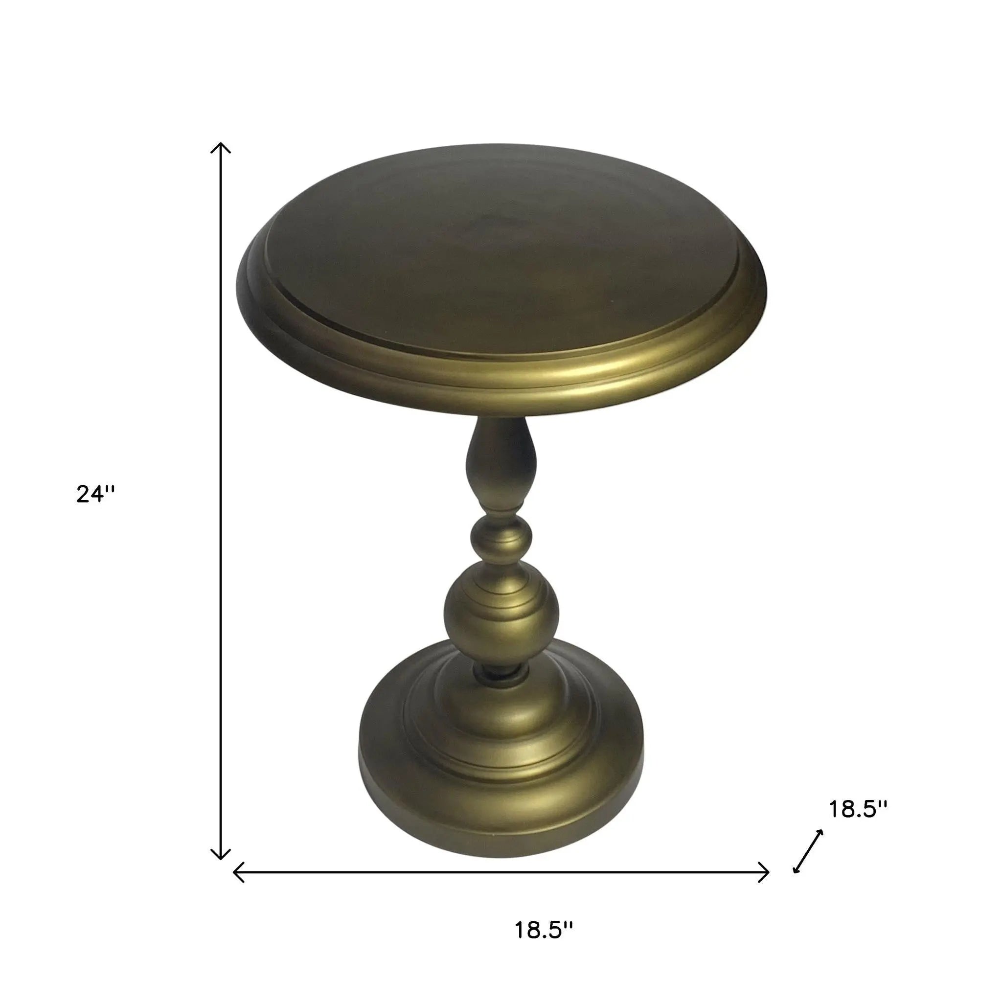 24" Brass Aluminum Round Pedestal End Table Homeroots Living Room