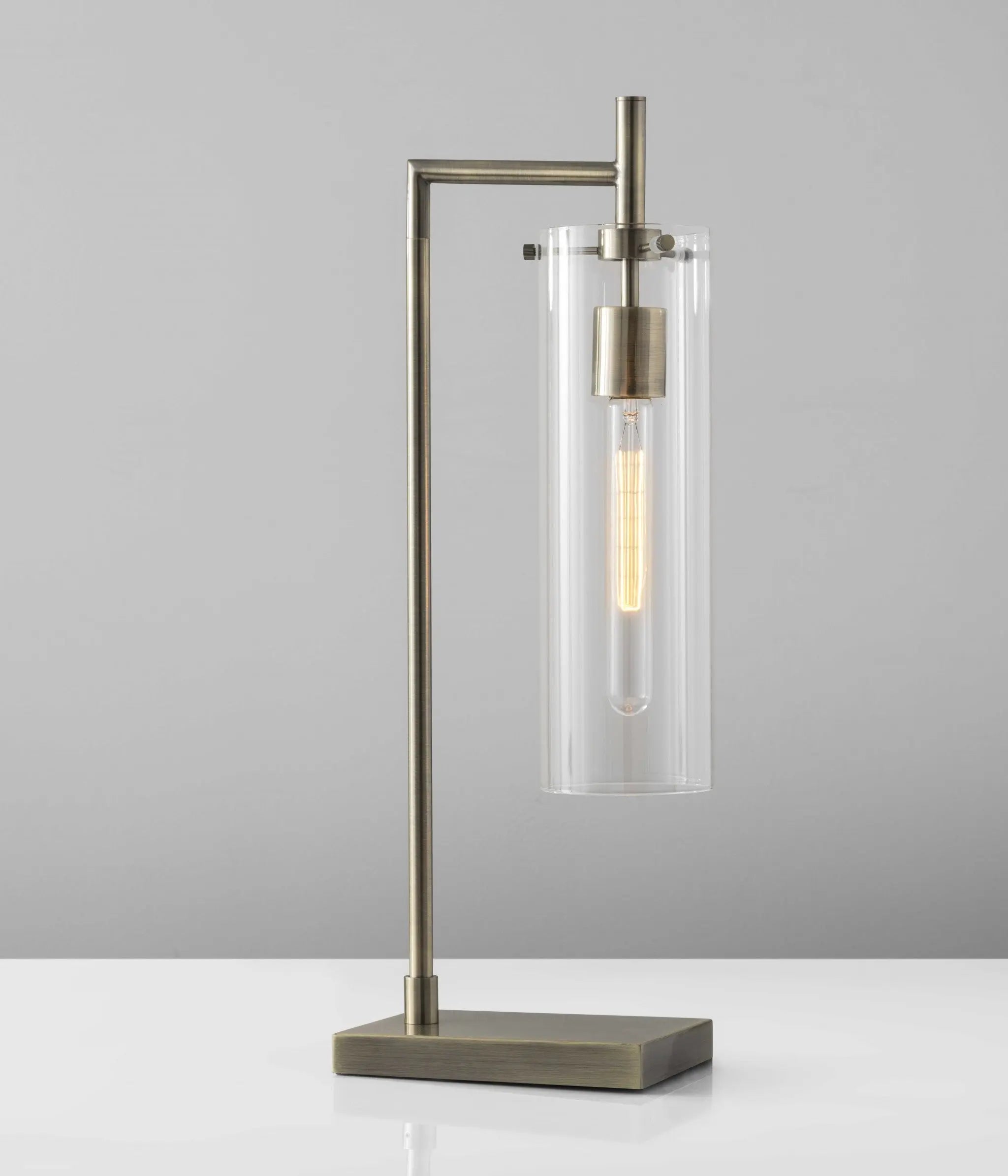 24" Brass Novelty With Clear Cylinder Shade - GreatEagleInc