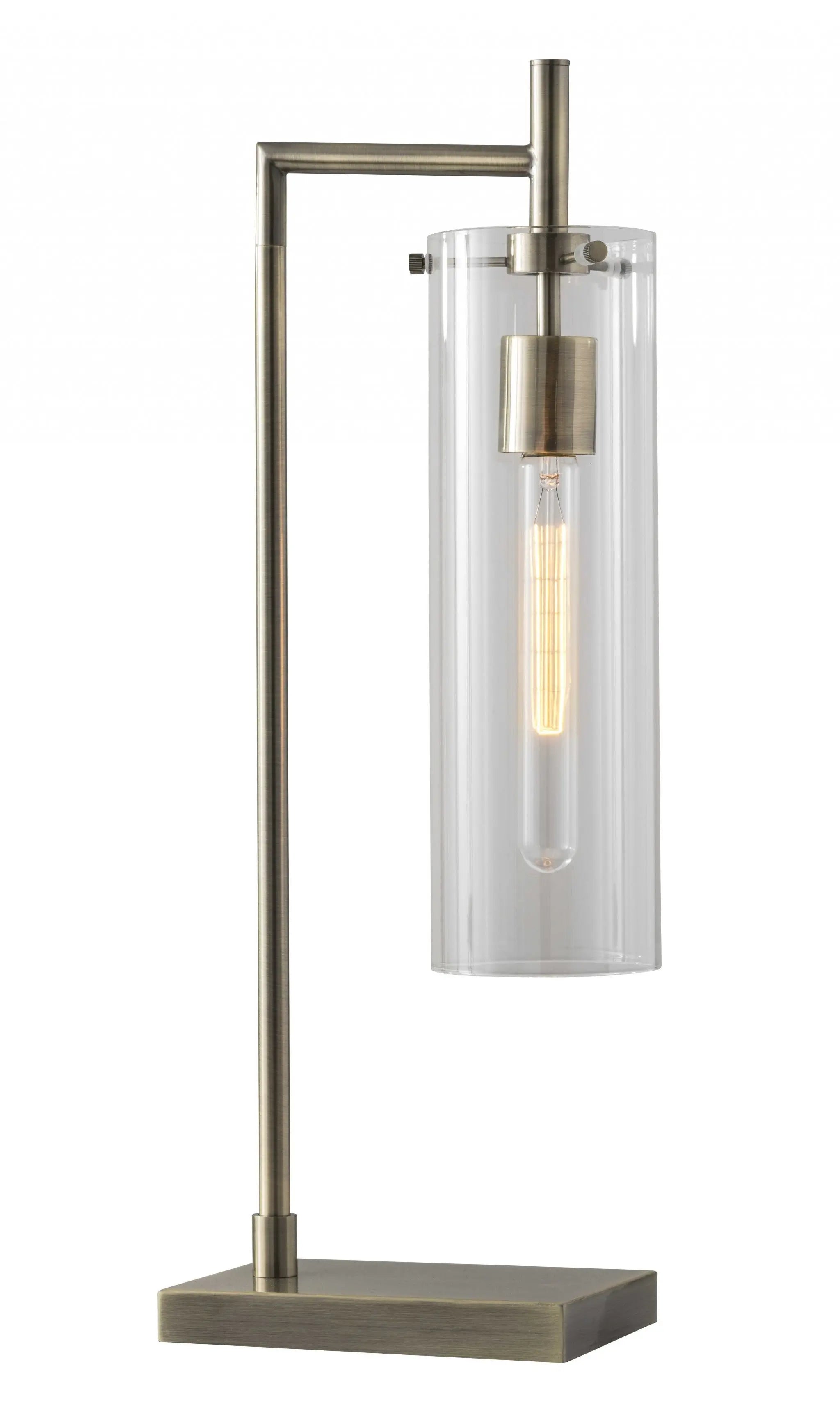 24" Brass Novelty With Clear Cylinder Shade - GreatEagleInc