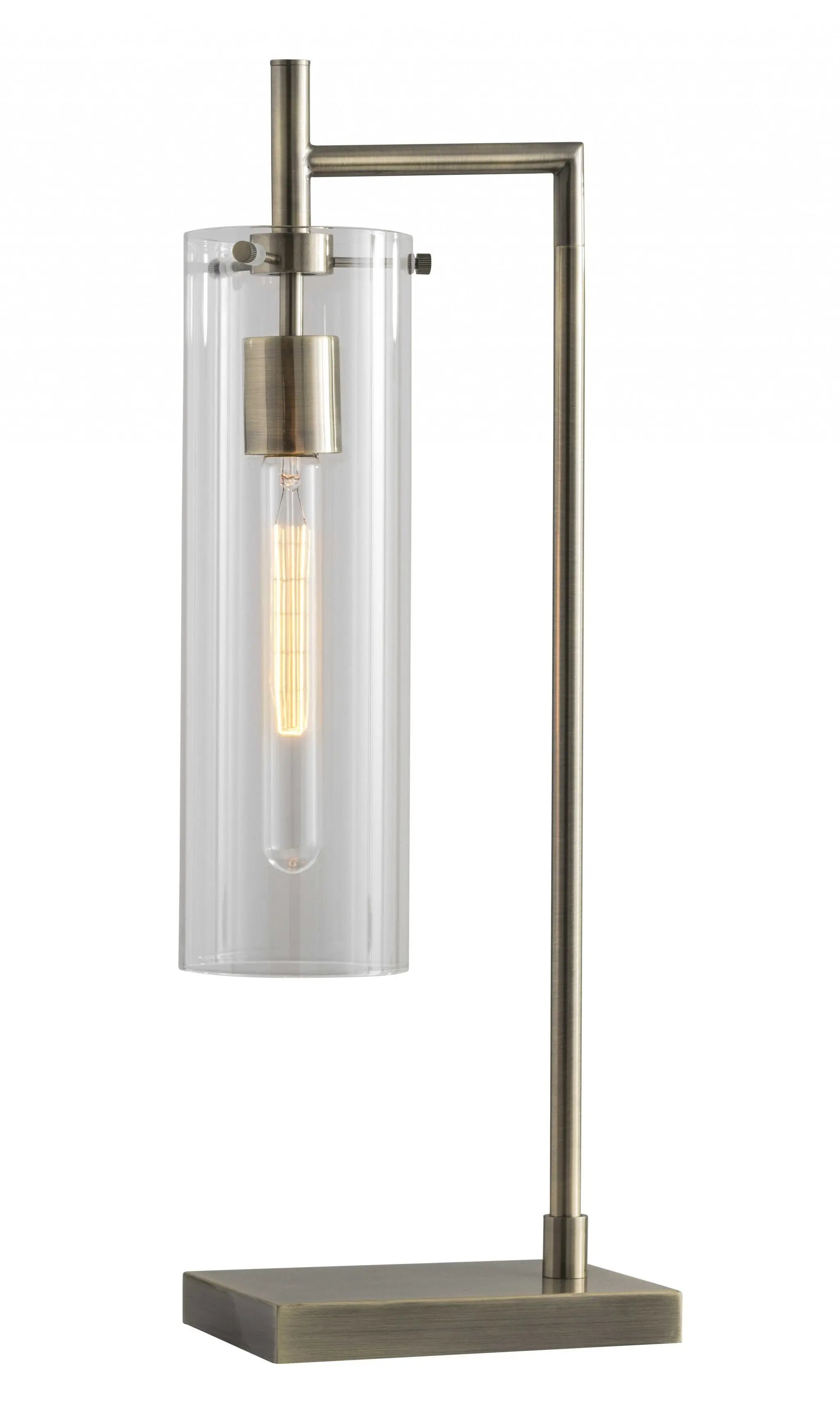 24" Brass Novelty With Clear Cylinder Shade - GreatEagleInc
