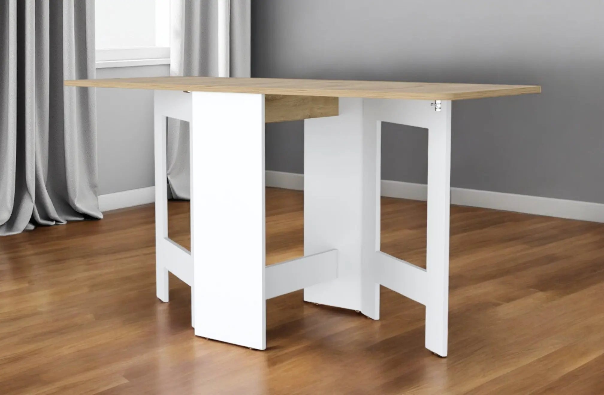 24" Brown And White Folding Sled Base Dining Table Homeroots Kitchen & Dining