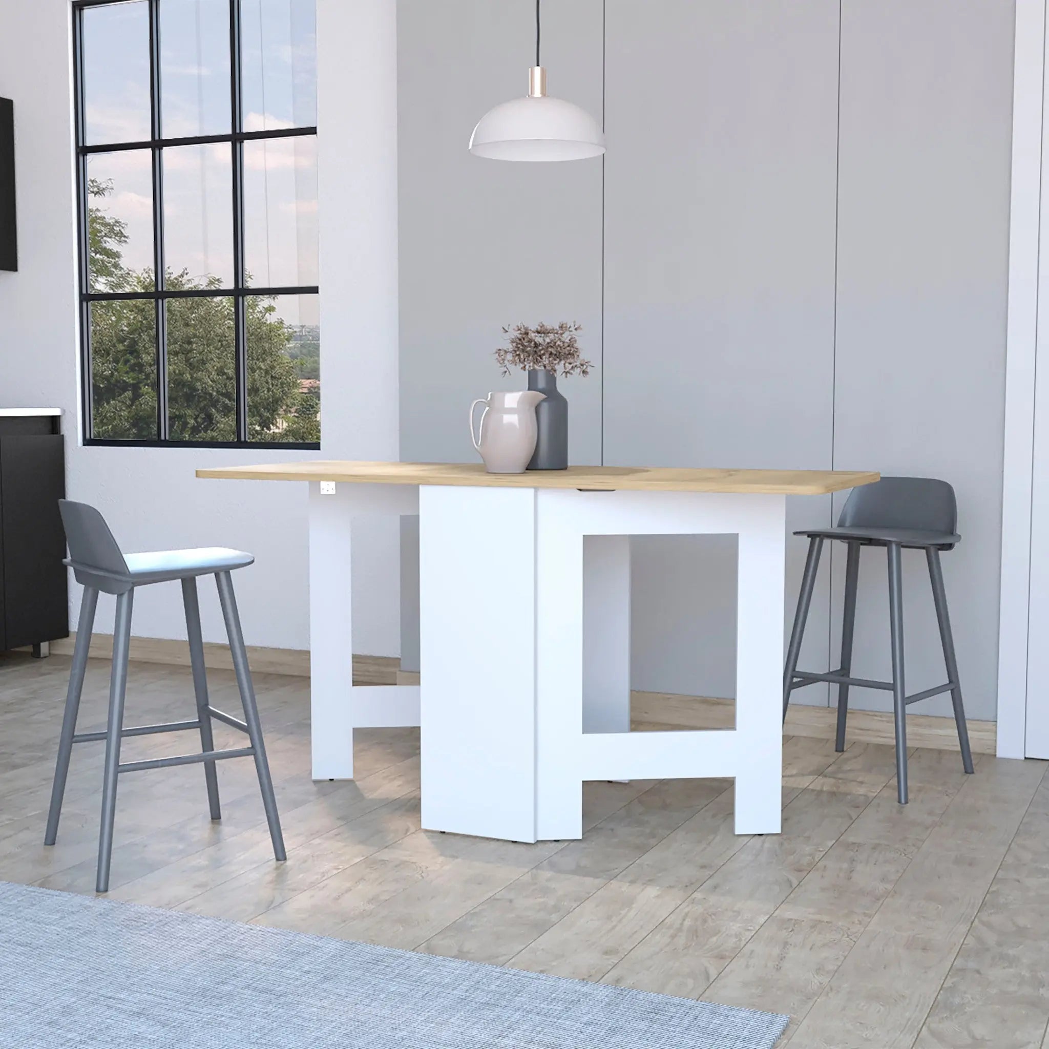 24" Brown And White Folding Sled Base Dining Table Homeroots Kitchen & Dining