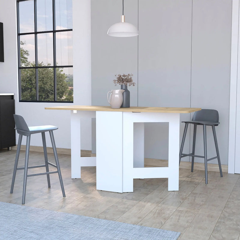 24" Brown And White Folding Sled Base Dining Table Homeroots Kitchen & Dining