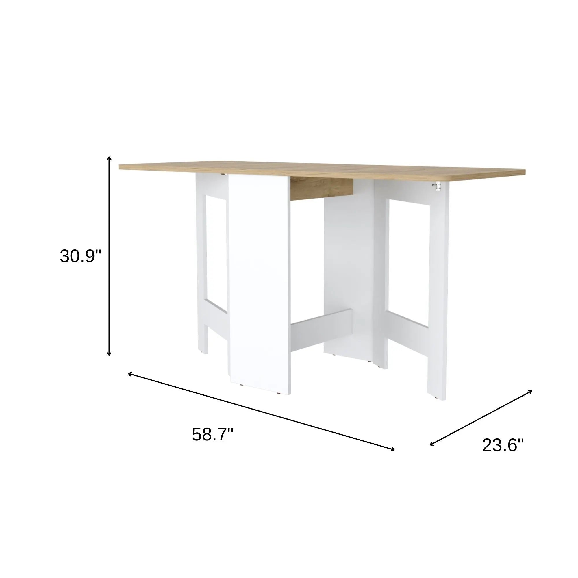24" Brown And White Folding Sled Base Dining Table Homeroots Kitchen & Dining