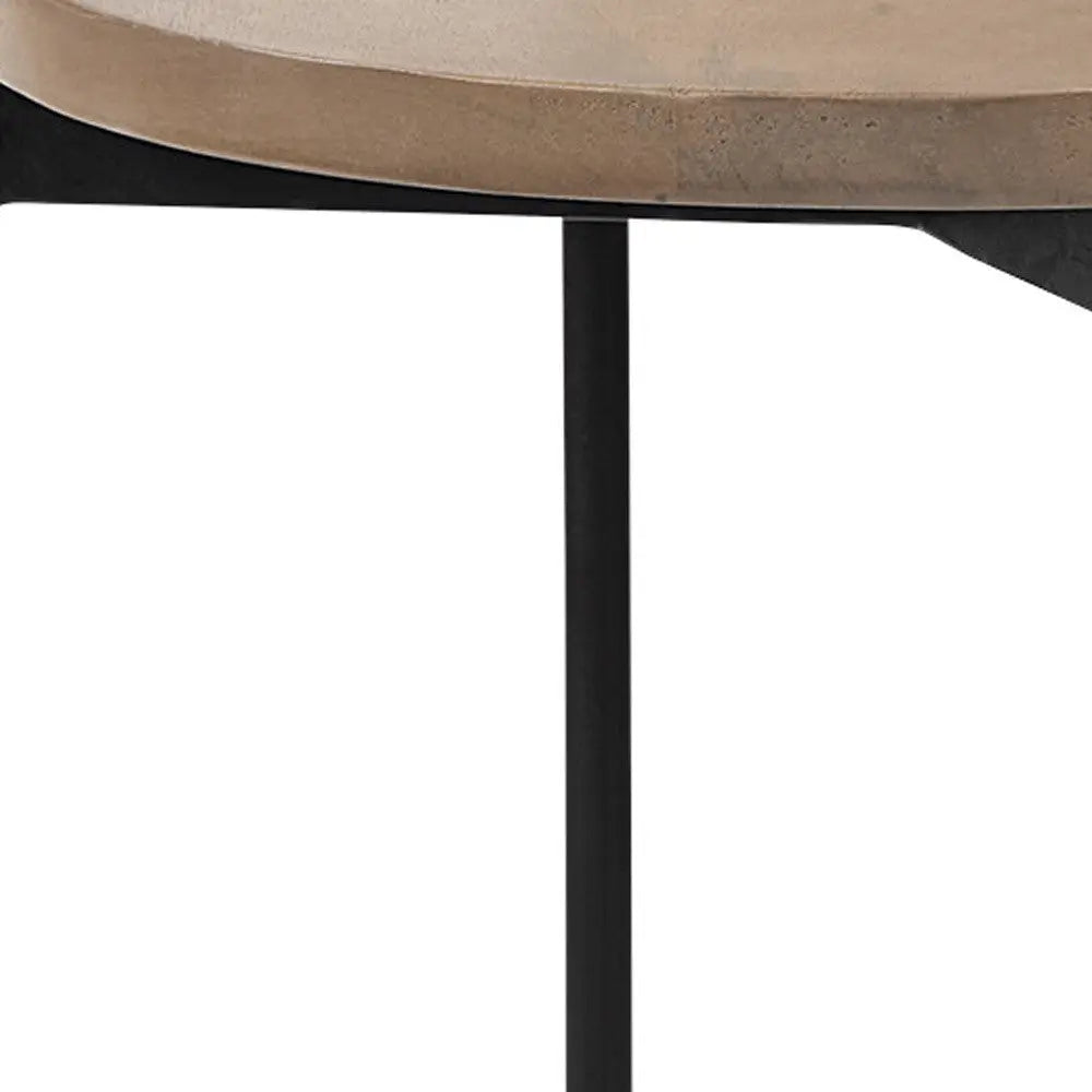24" Brown And White Glass Round End Table Homeroots Living Room