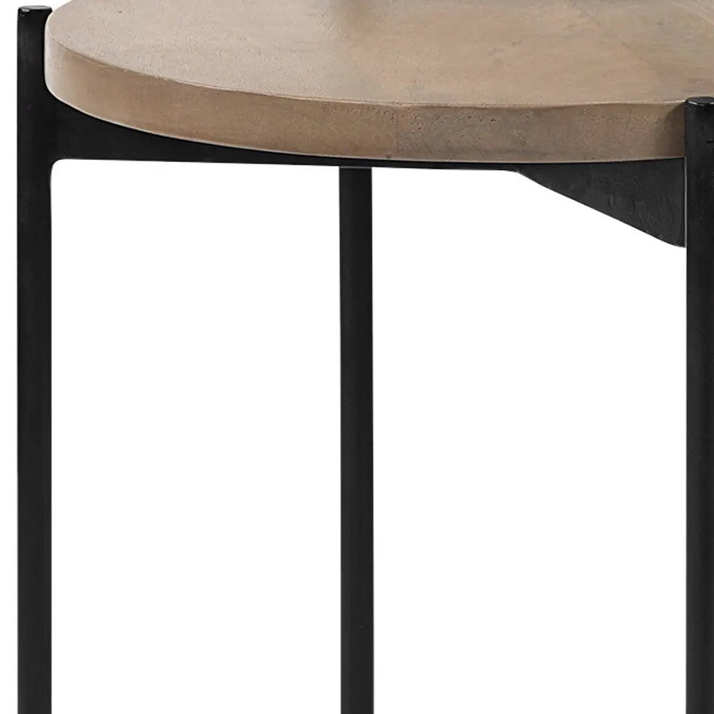 24" Brown And White Glass Round End Table Homeroots Living Room