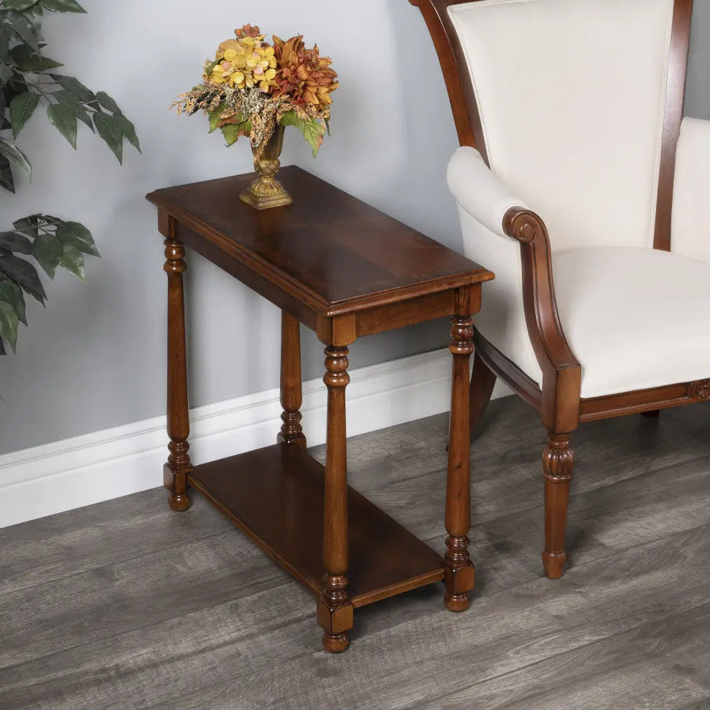 24" Brown End Table With Shelf Homeroots Living Room