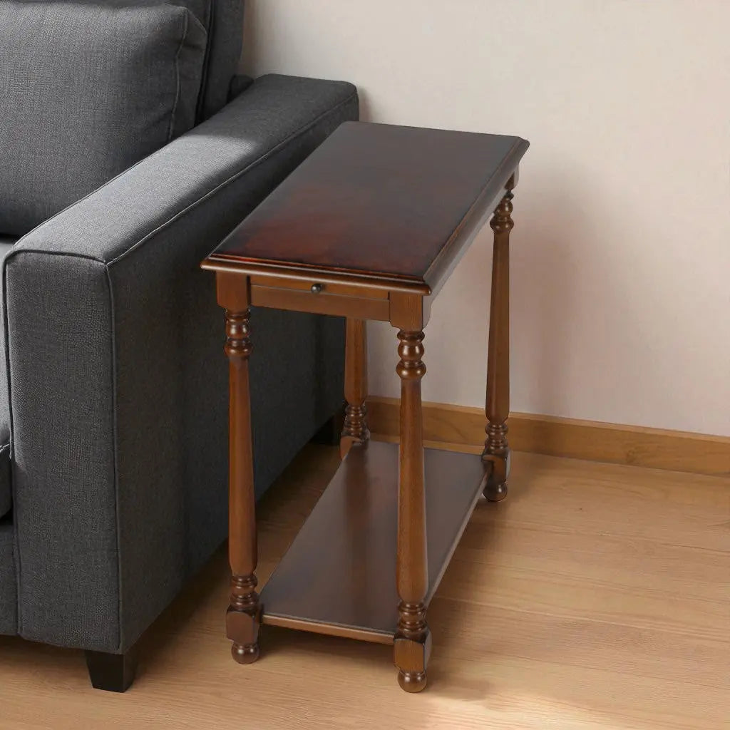 24" Brown End Table With Shelf Homeroots Living Room