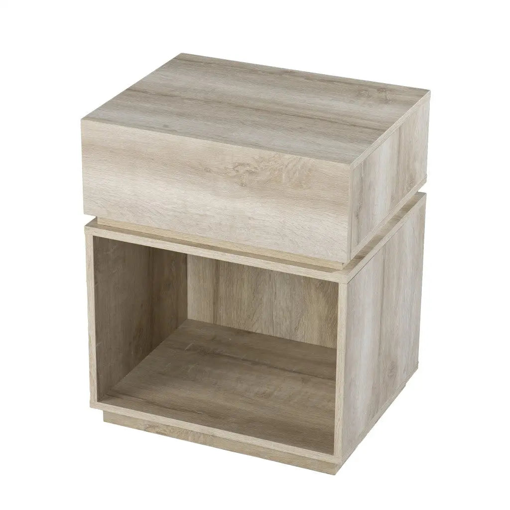 24" Brown Manufactured Wood Rectangular End Table With Drawer With Shelf Homeroots Living Room