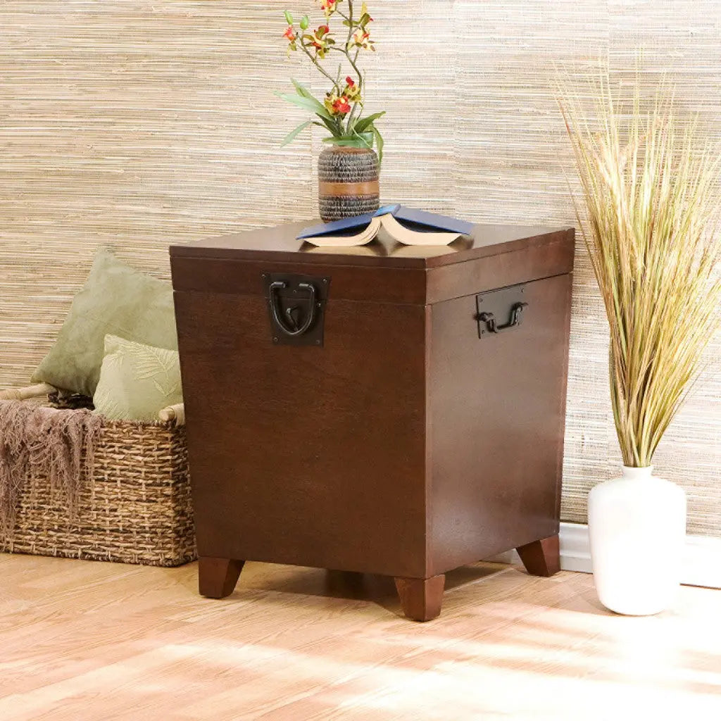 24" Brown Solid Wood And Manufactured Wood Square End Table Homeroots Living Room