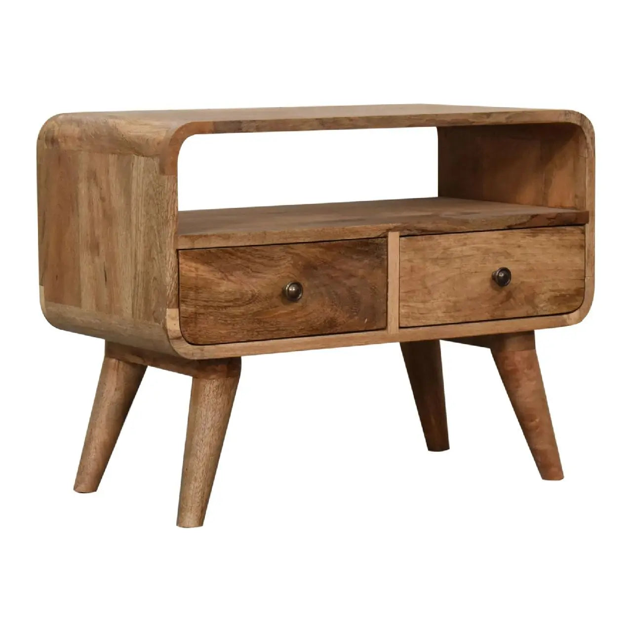 24" Brown Solid Wood Enclosed and Open Storage TV Stand Homeroots Living Room