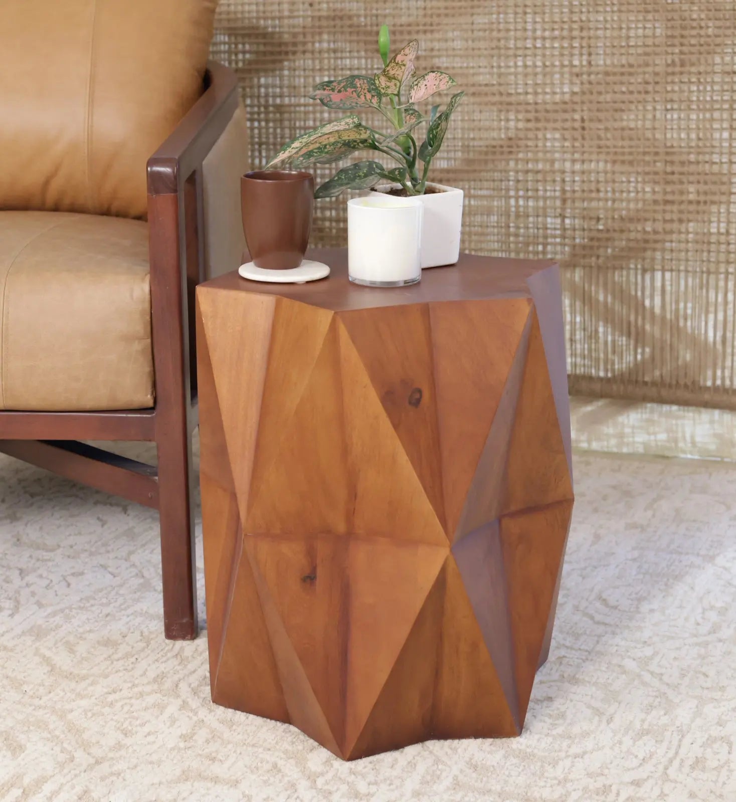 24" Brown Solid Wood End Table Homeroots Living Room