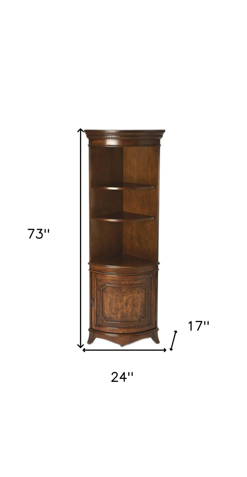 24" Brown Solid Wood Frame Standard Display Stand With Three Shelves Homeroots Kitchen & Dining