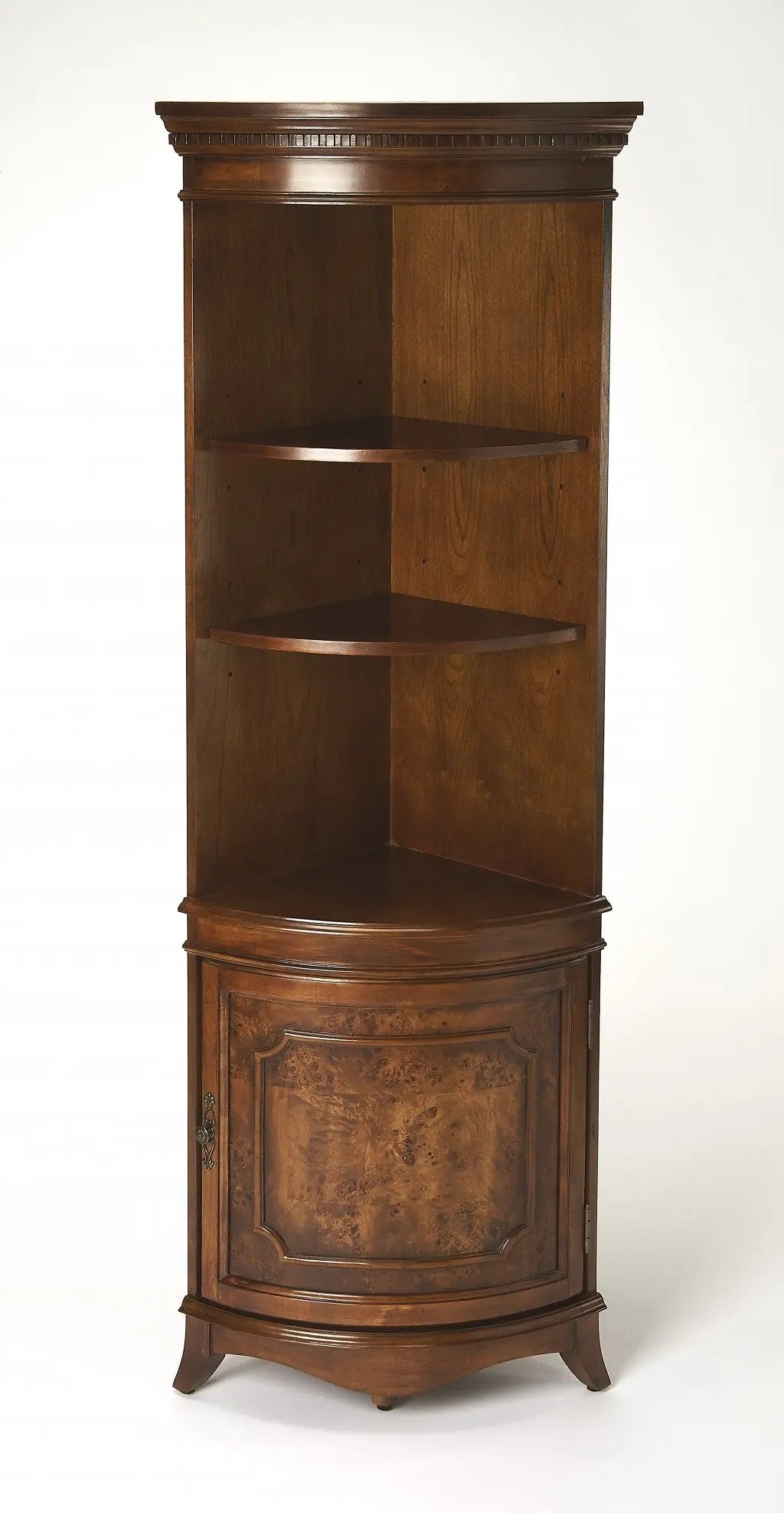 24" Brown Solid Wood Frame Standard Display Stand With Three Shelves Homeroots Kitchen & Dining