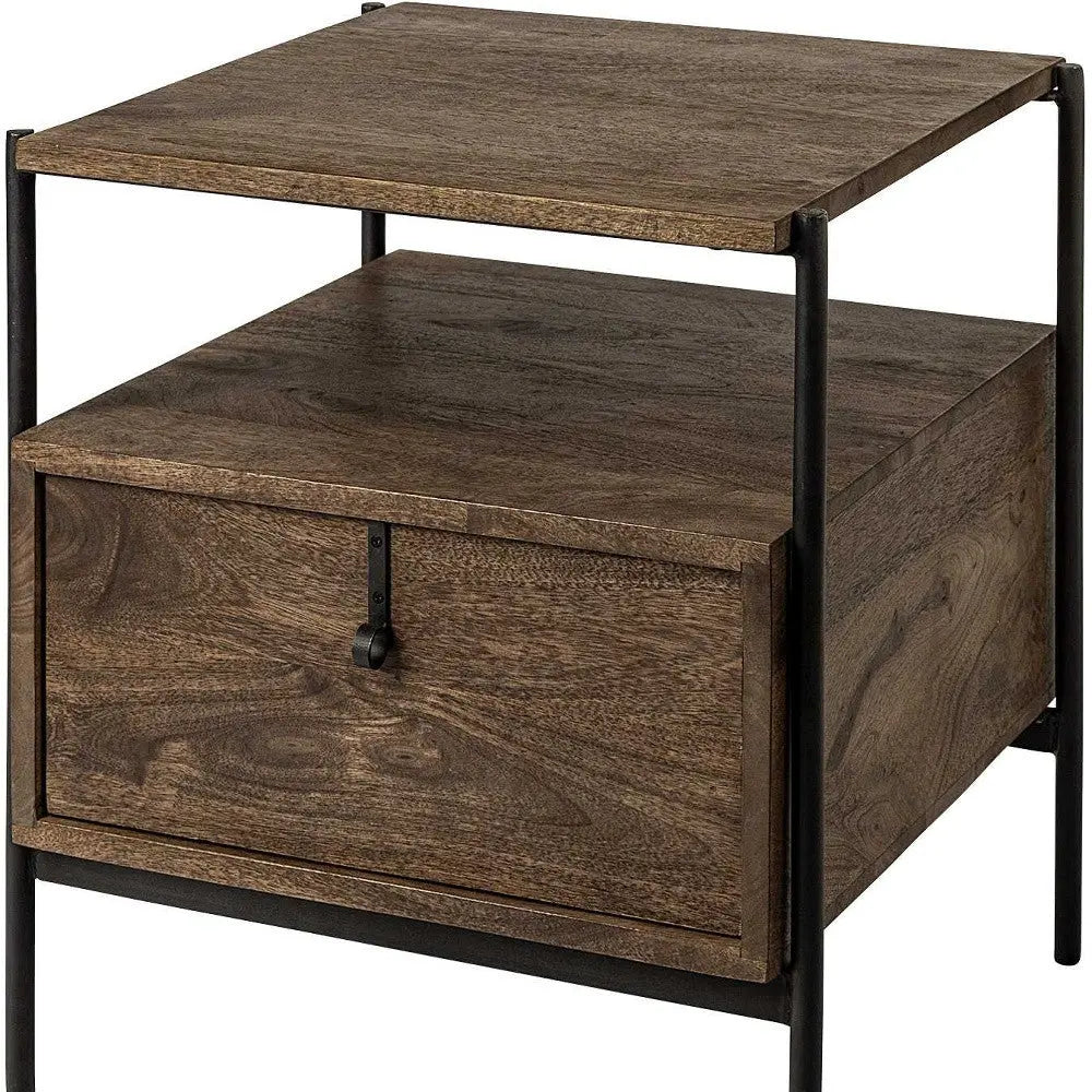 24" Brown Solid Wood Square End Table Homeroots Living Room