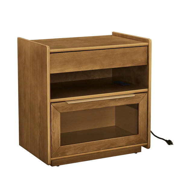 24" Brown Wood Two Drawer Nightstand Homeroots