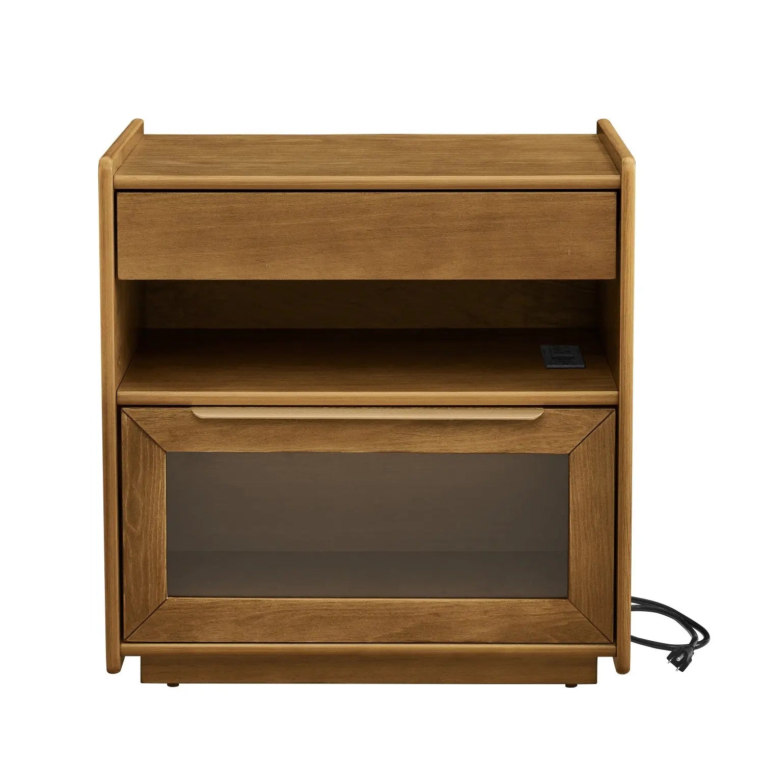 24" Brown Wood Two Drawer Nightstand Homeroots