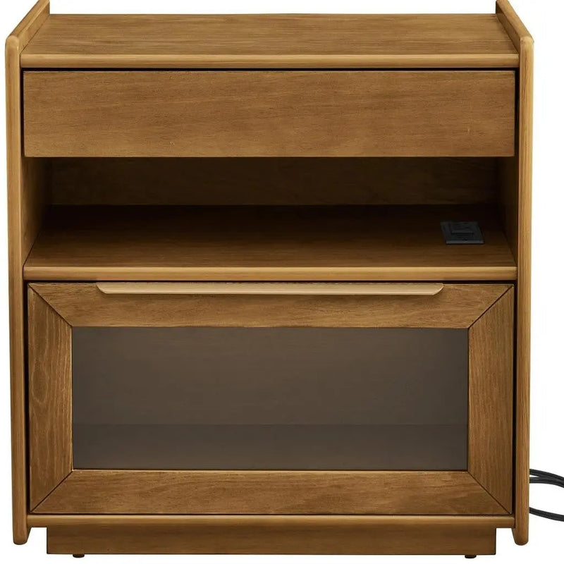 24" Brown Wood Two Drawer Nightstand Homeroots