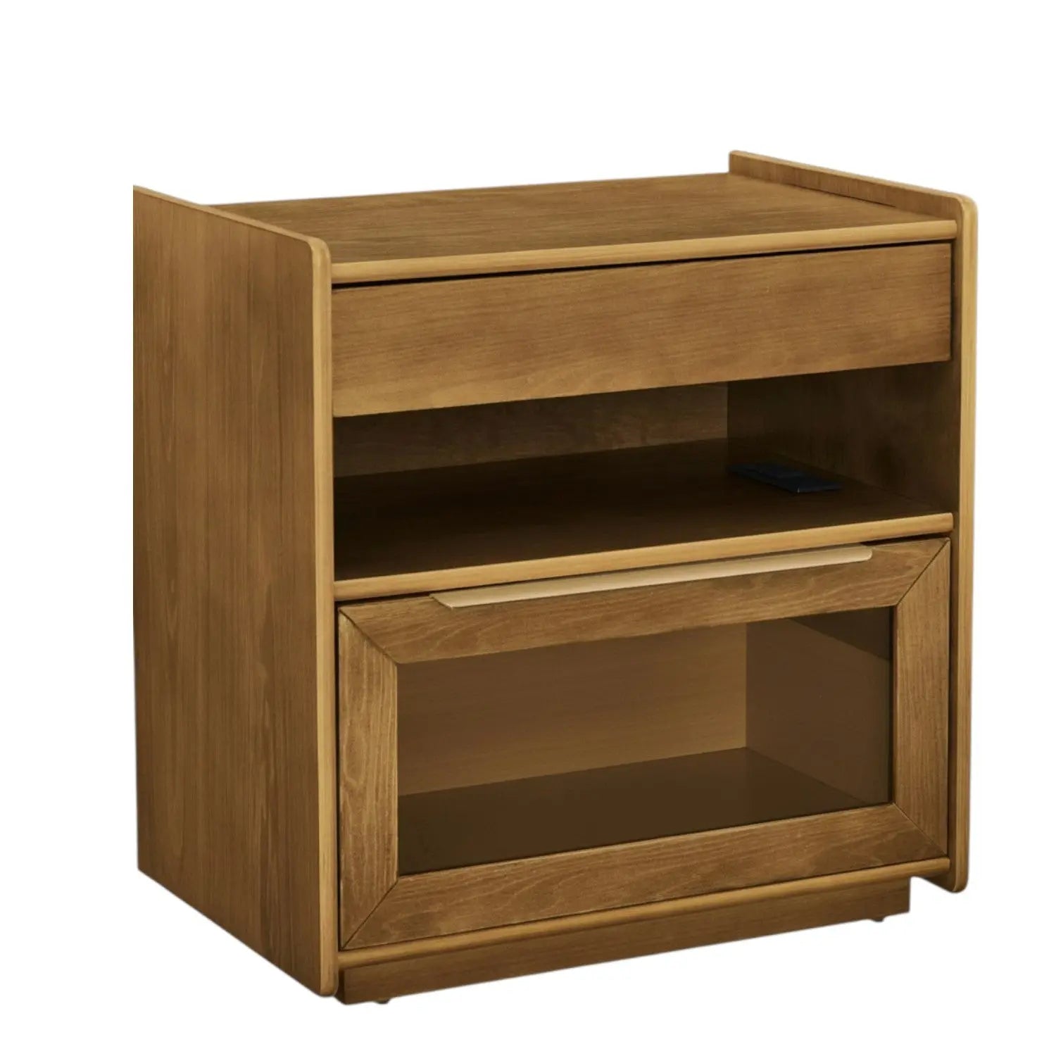 24" Brown Wood Two Drawer Nightstand Homeroots