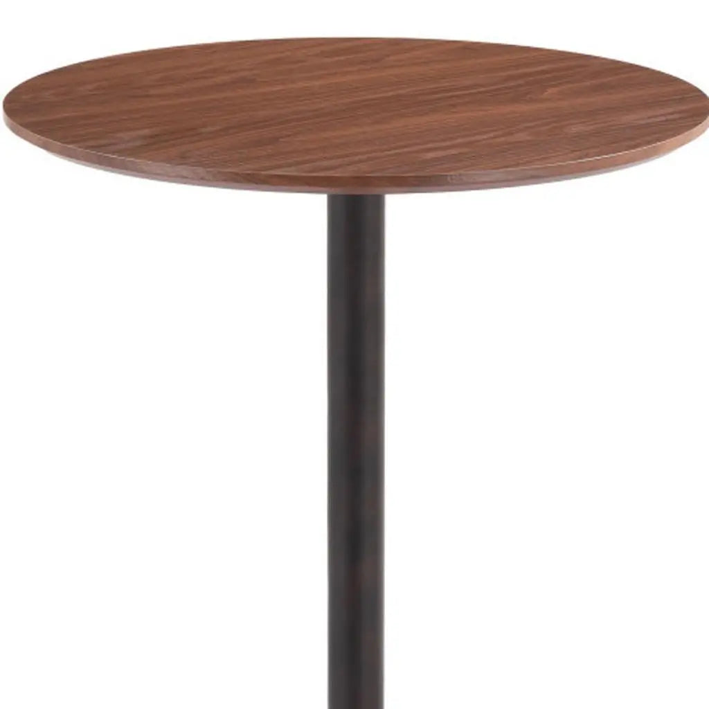 24" Brown and Black Wood and Steel Rounded Bar Table Homeroots Living Room