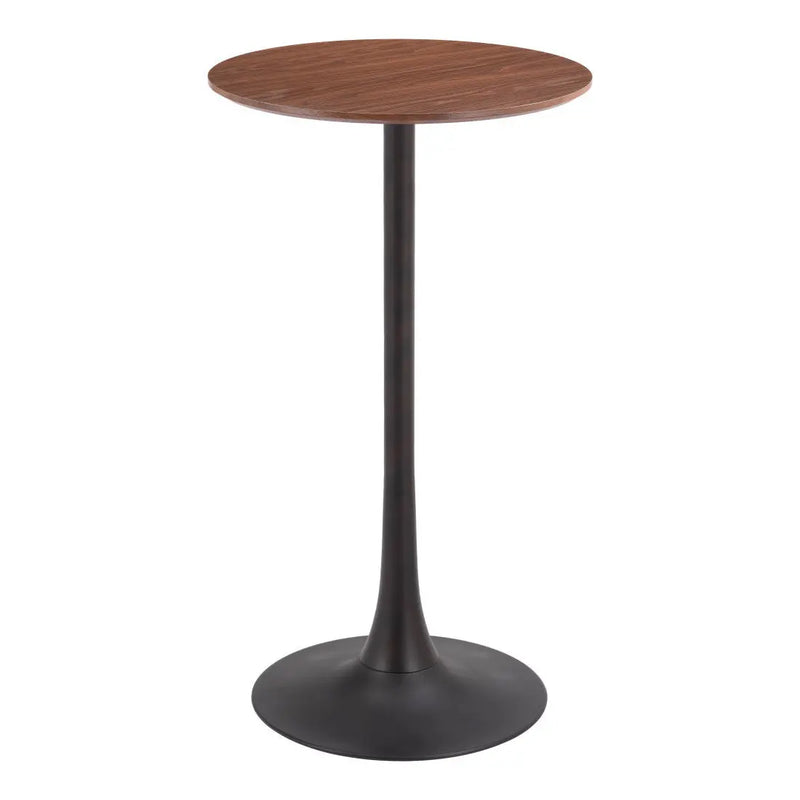 24" Brown and Black Wood and Steel Rounded Bar Table Homeroots Living Room