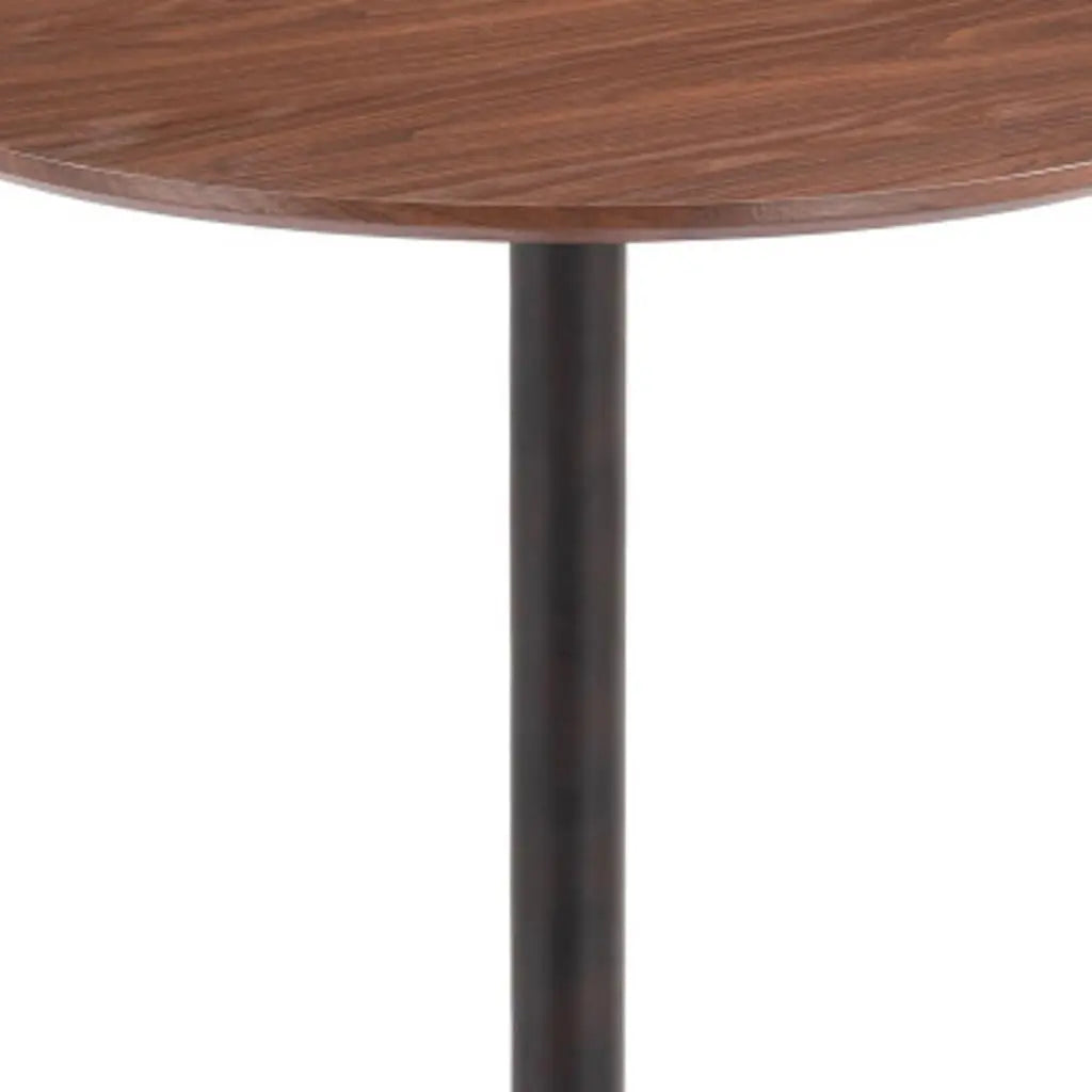 24" Brown and Black Wood and Steel Rounded Bar Table Homeroots Living Room