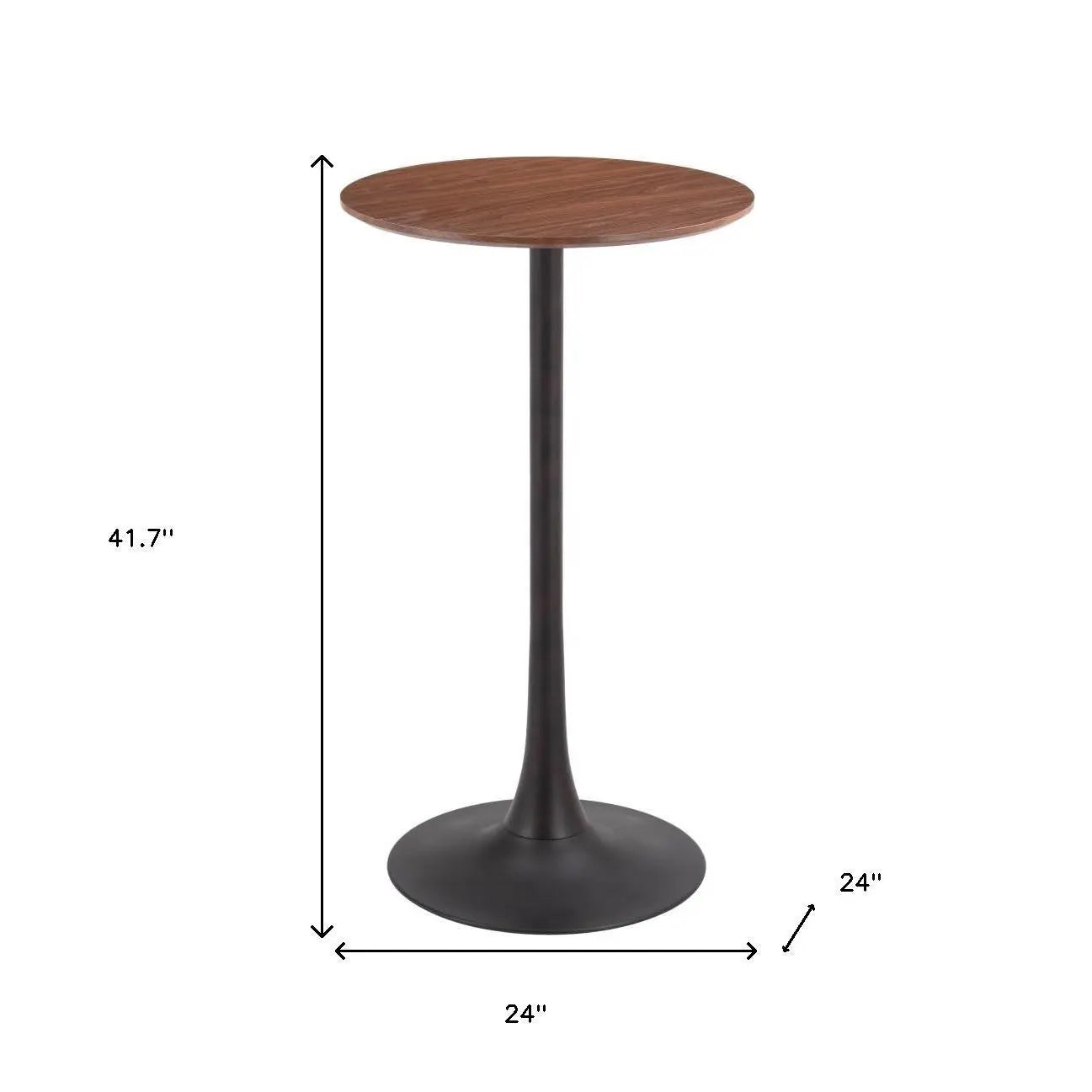 24" Brown and Black Wood and Steel Rounded Bar Table Homeroots Living Room