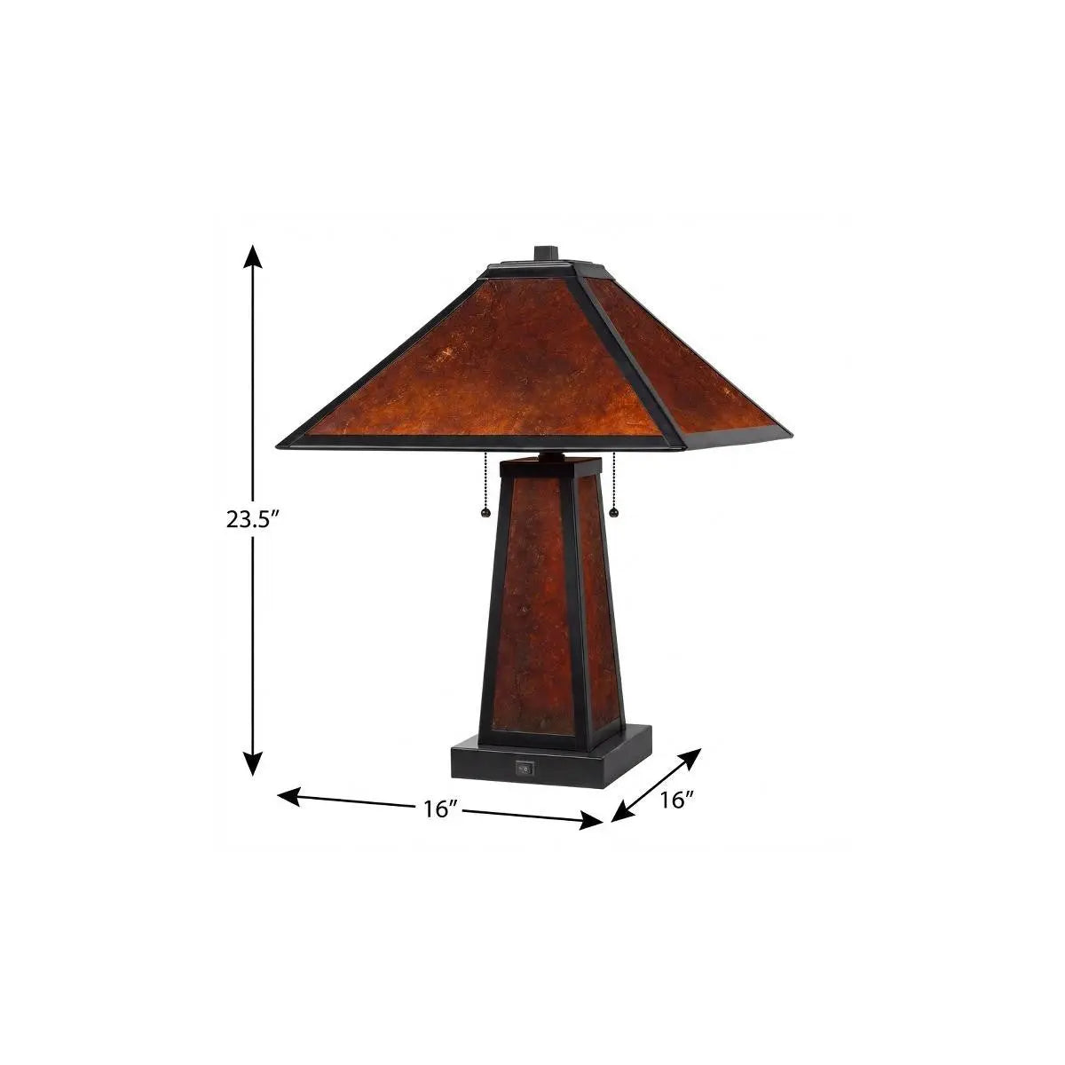 24" Burnt Orange Metal Two Light Table Lamp With Amber Square Shade Homeroots Lighting