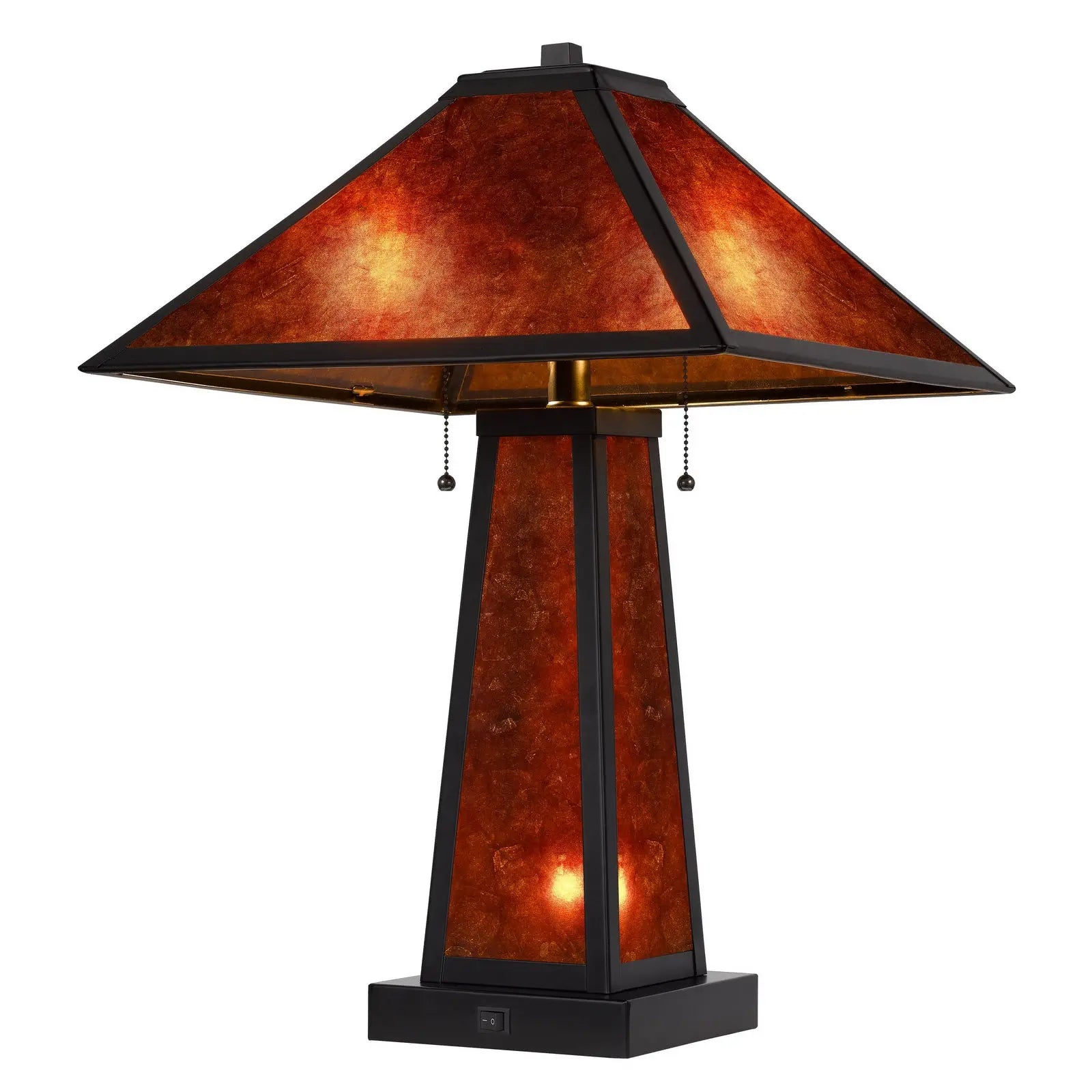 24" Burnt Orange Metal Two Light Table Lamp With Amber Square Shade Homeroots Lighting