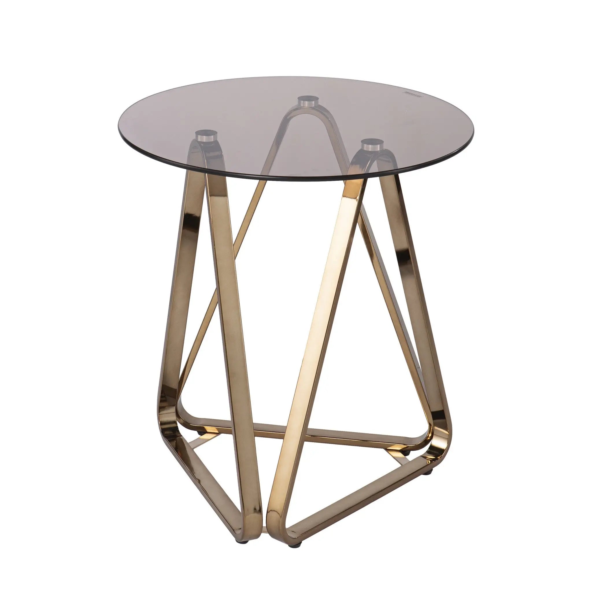 24" Champagne Glass And Iron Round End Table Homeroots Living Room