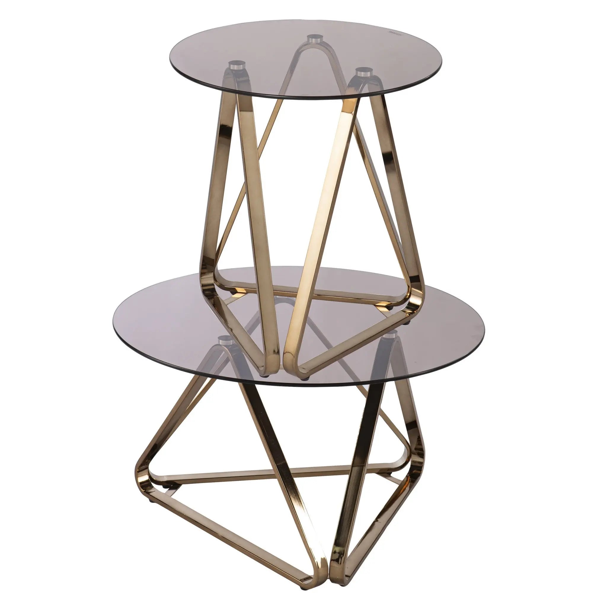 24" Champagne Glass And Iron Round End Table Homeroots Living Room