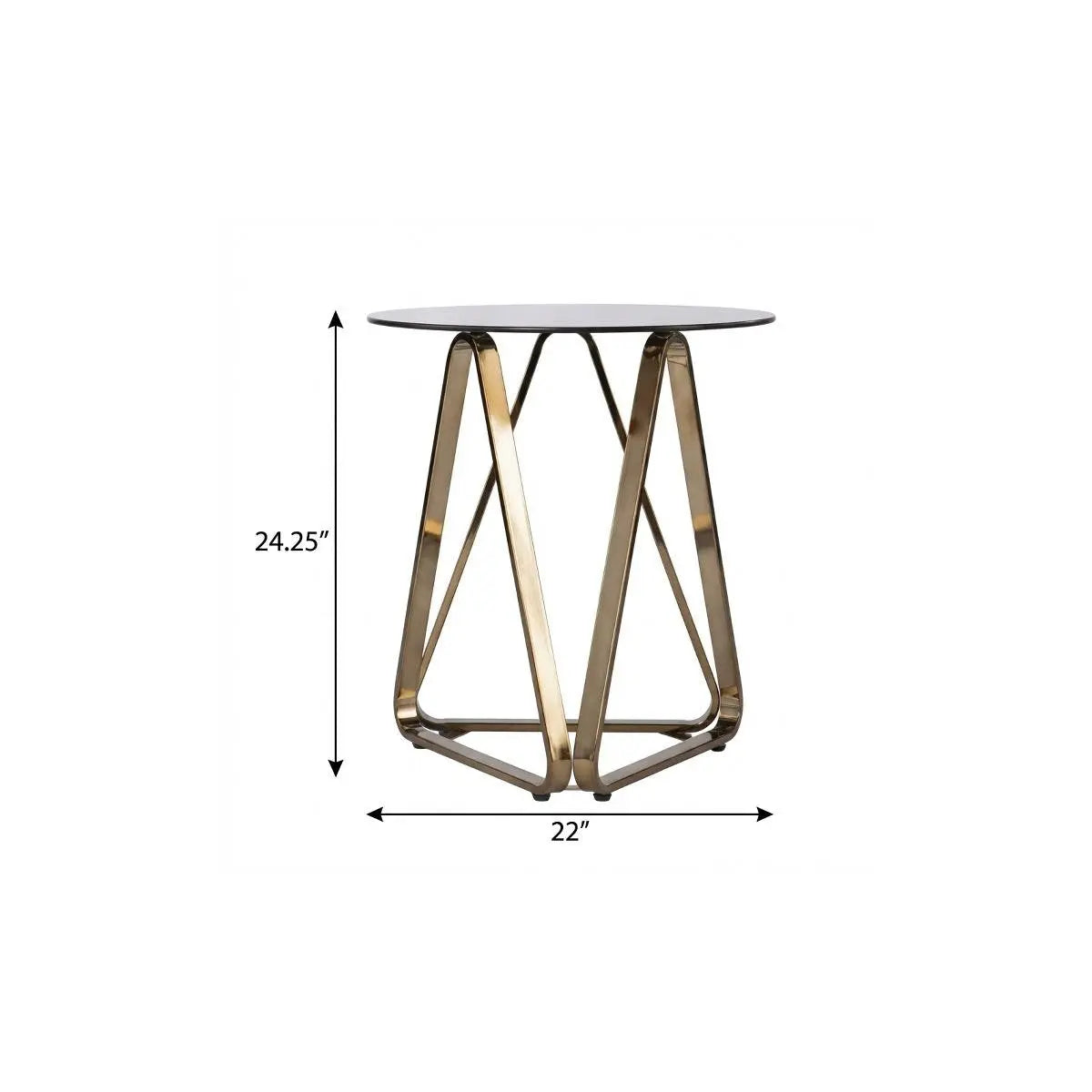 24" Champagne Glass And Iron Round End Table Homeroots Living Room