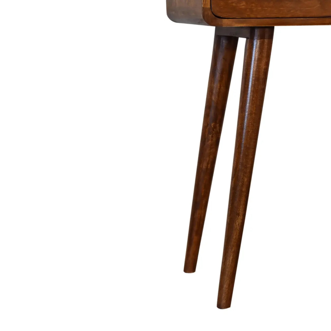 24" Chestnut Solid Wood Console Table With Shelf And Two Drawers Homeroots Living Room