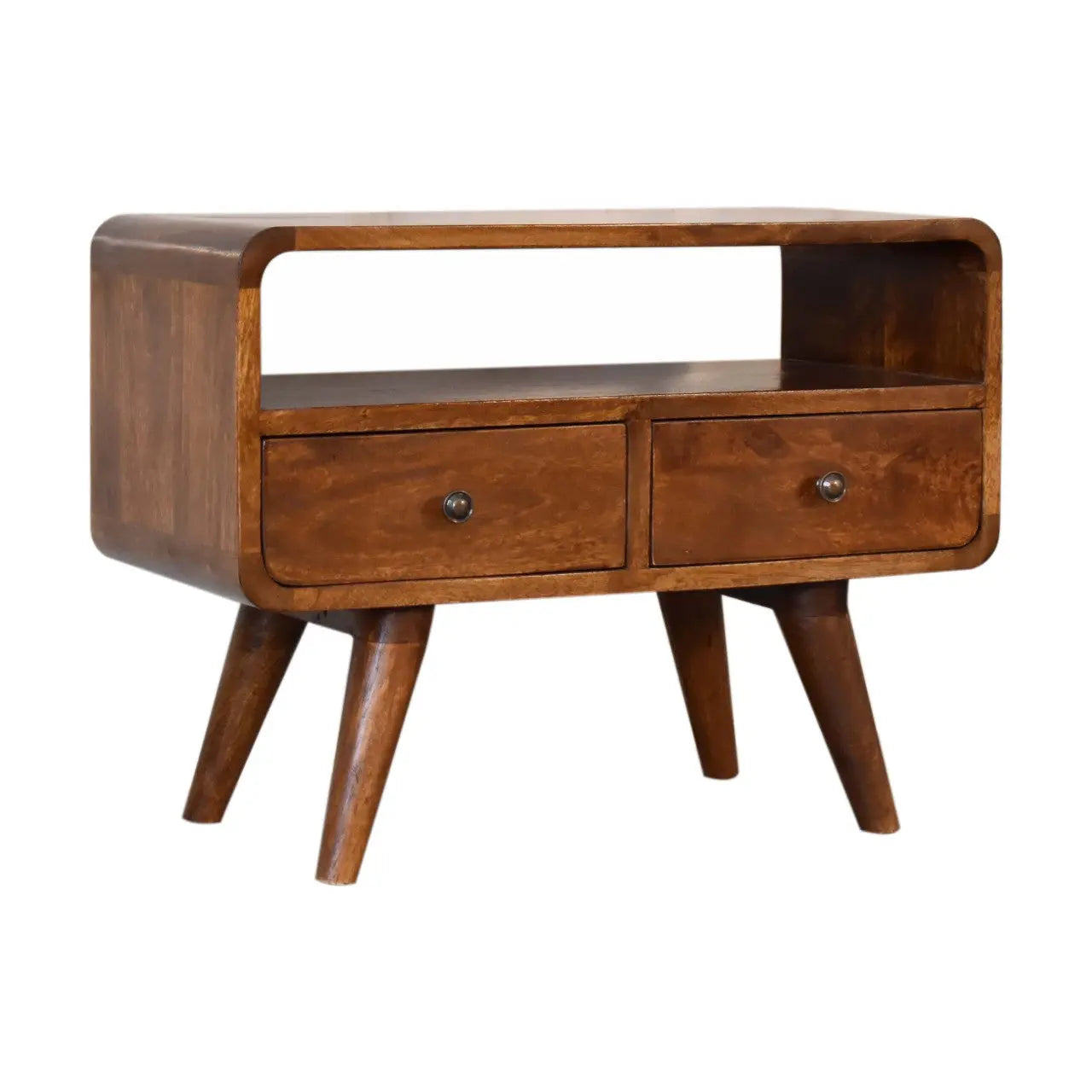 24" Chestnut Solid Wood Enclosed and Open Storage TV Stand Homeroots Living Room