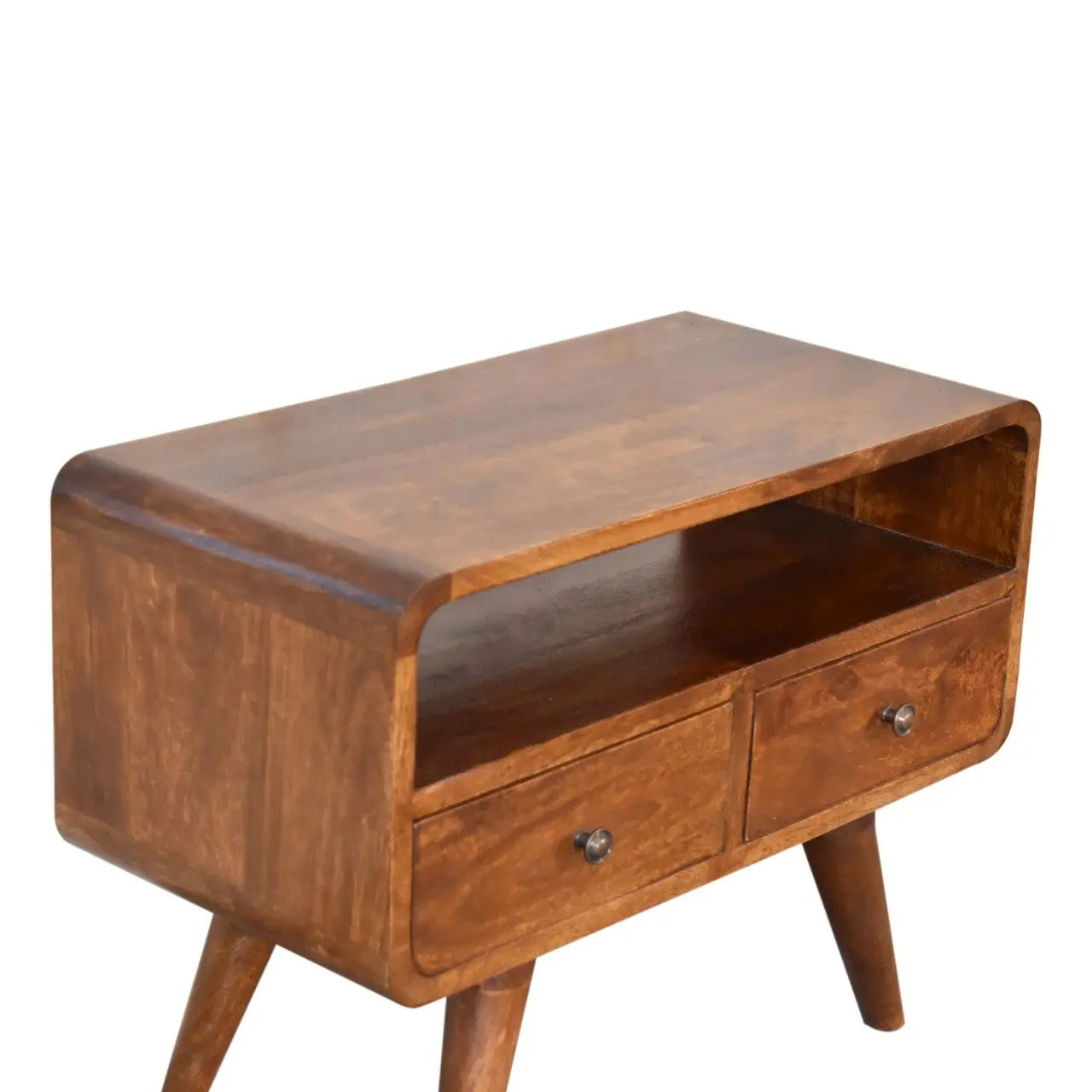 24" Chestnut Solid Wood Enclosed and Open Storage TV Stand Homeroots Living Room