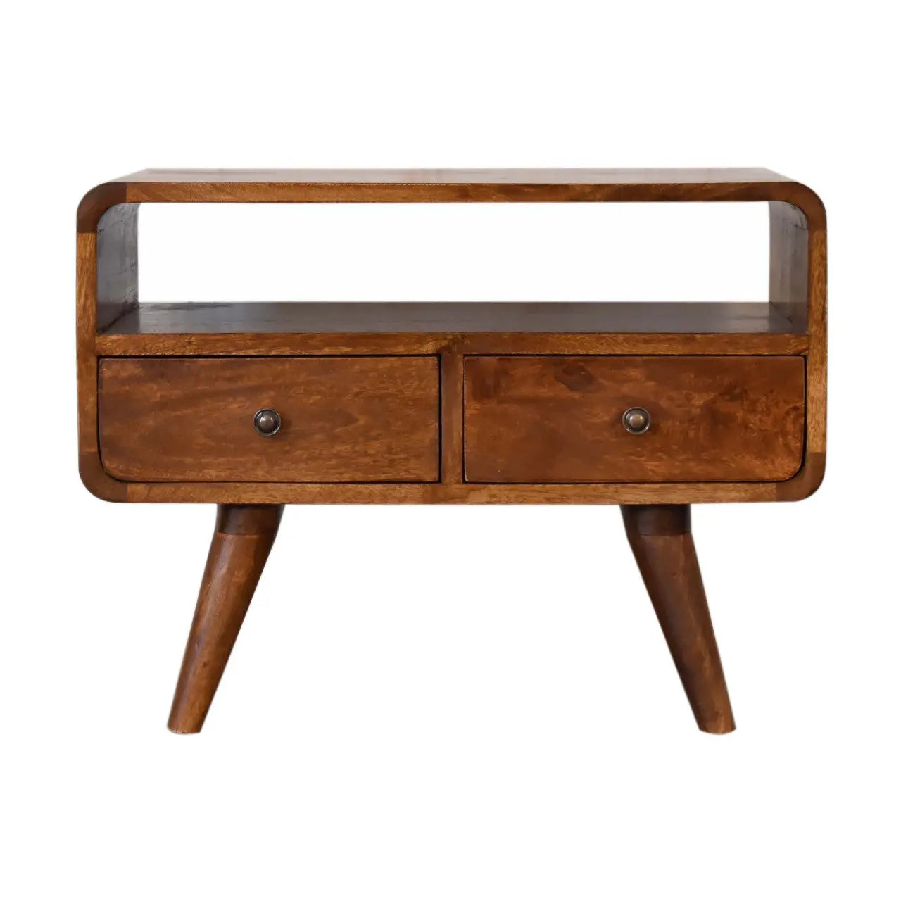 24" Chestnut Solid Wood Enclosed and Open Storage TV Stand Homeroots Living Room