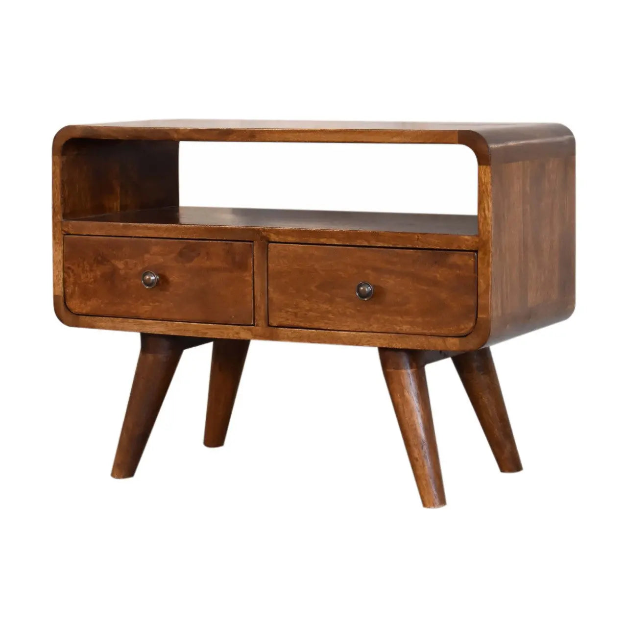 24" Chestnut Solid Wood Enclosed and Open Storage TV Stand Homeroots Living Room