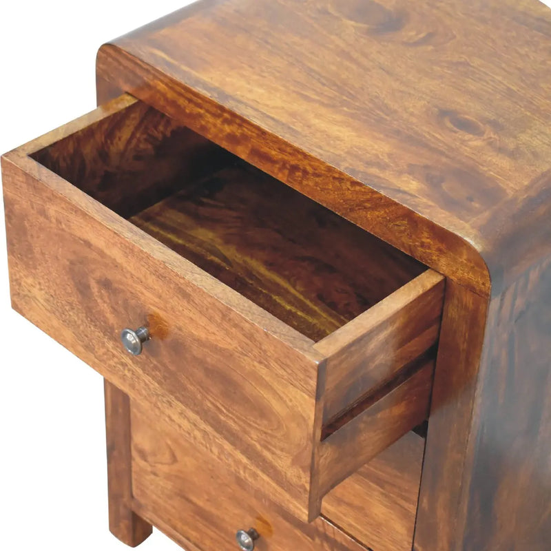 24" Chestnut Solid Wood Three Drawer Nightstand Homeroots Bed & Bath