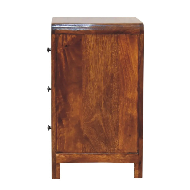 24" Chestnut Solid Wood Three Drawer Nightstand Homeroots Bed & Bath