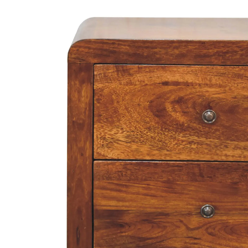 24" Chestnut Solid Wood Three Drawer Nightstand Homeroots Bed & Bath