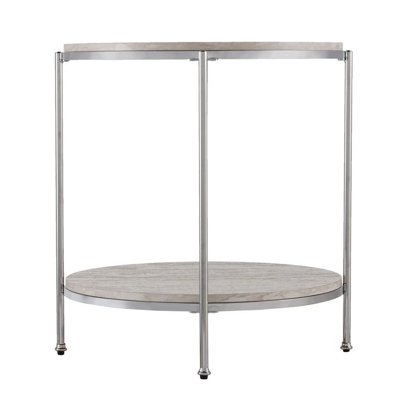 24" Chrome Manufactured Wood And Iron Rectangular End Table With Shelf Homeroots Living Room