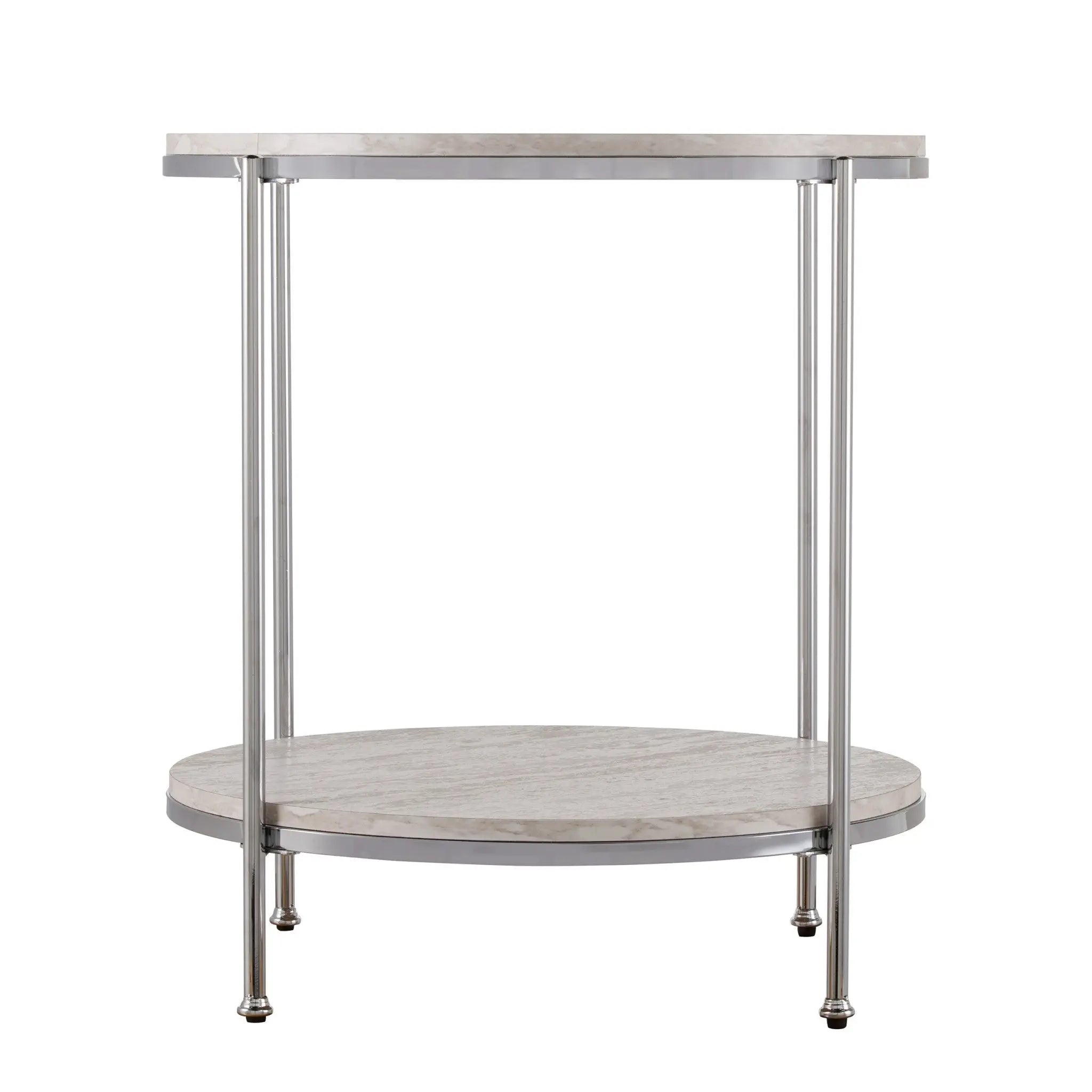 24" Chrome Manufactured Wood And Iron Rectangular End Table With Shelf Homeroots Living Room