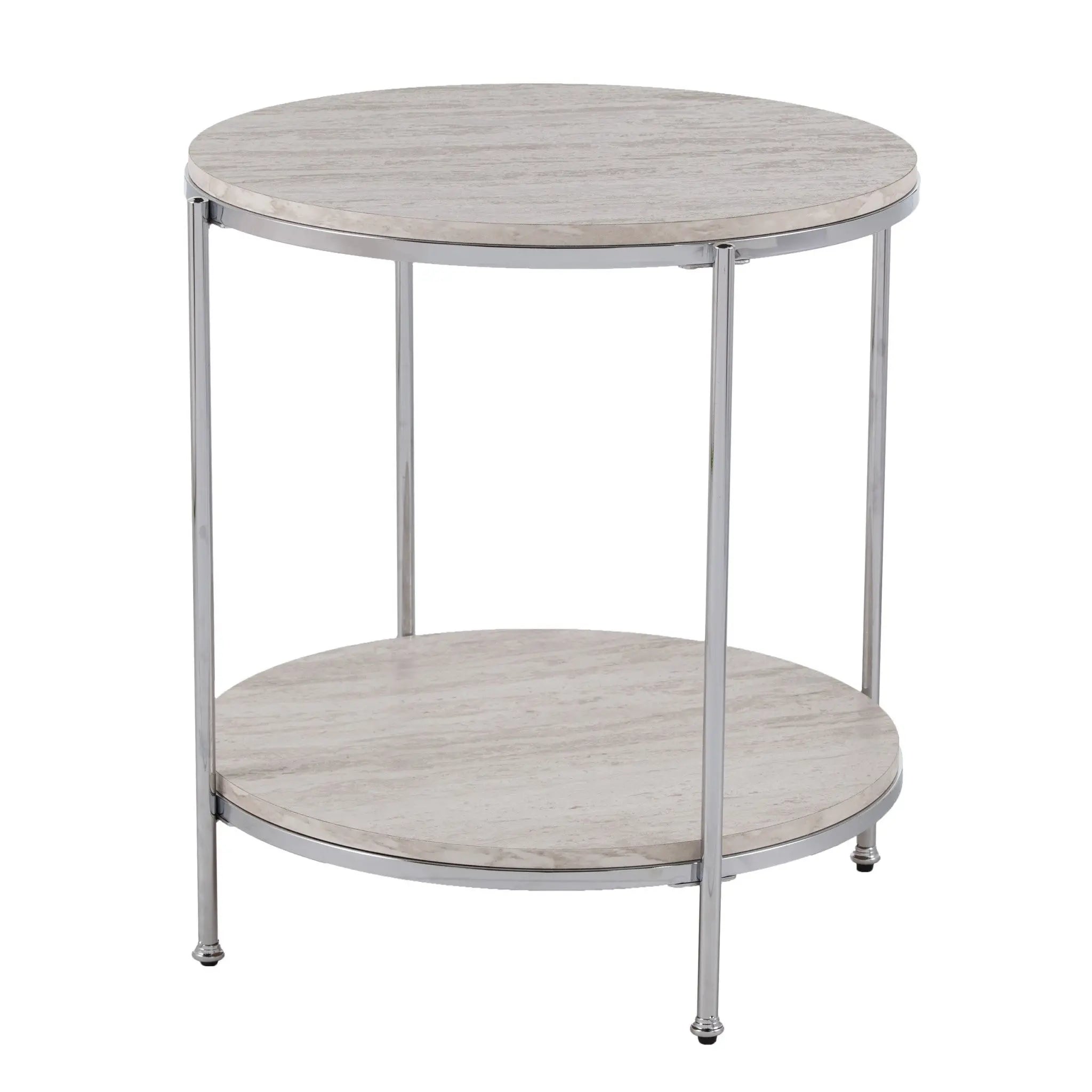 24" Chrome Manufactured Wood And Iron Rectangular End Table With Shelf Homeroots Living Room