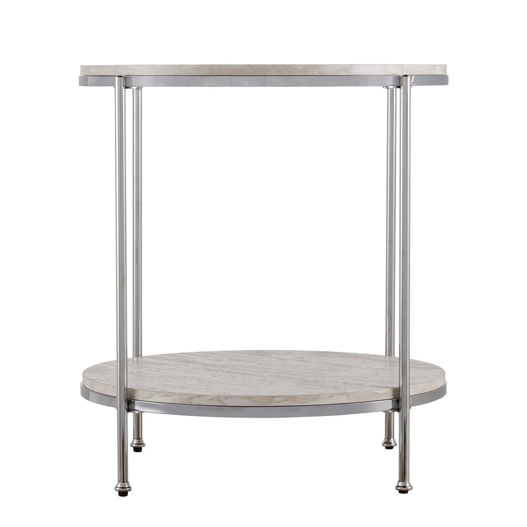 24" Chrome Manufactured Wood And Iron Rectangular End Table With Shelf Homeroots Living Room